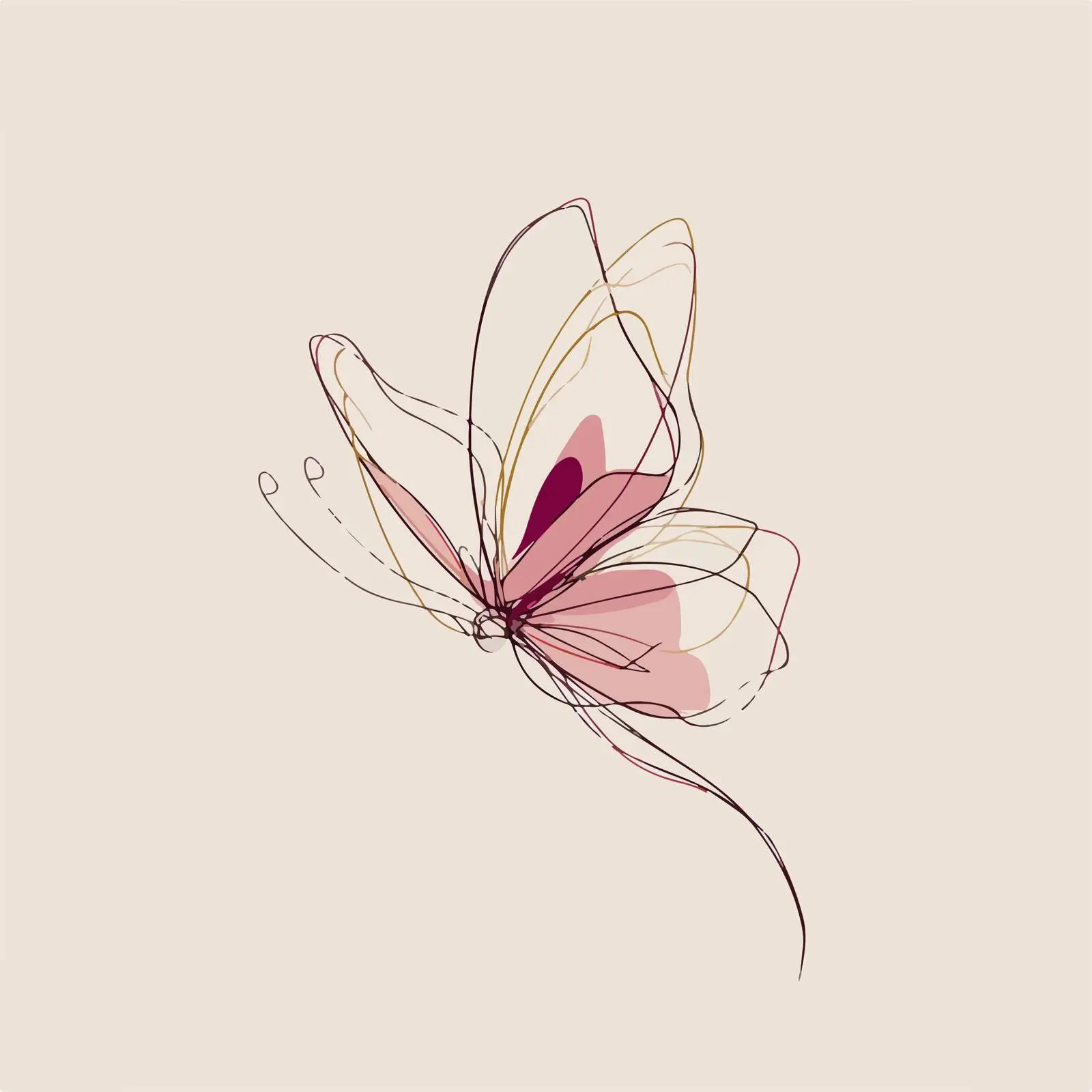Butterfly Line Art Flowing Abstract — free download from Dotvec
