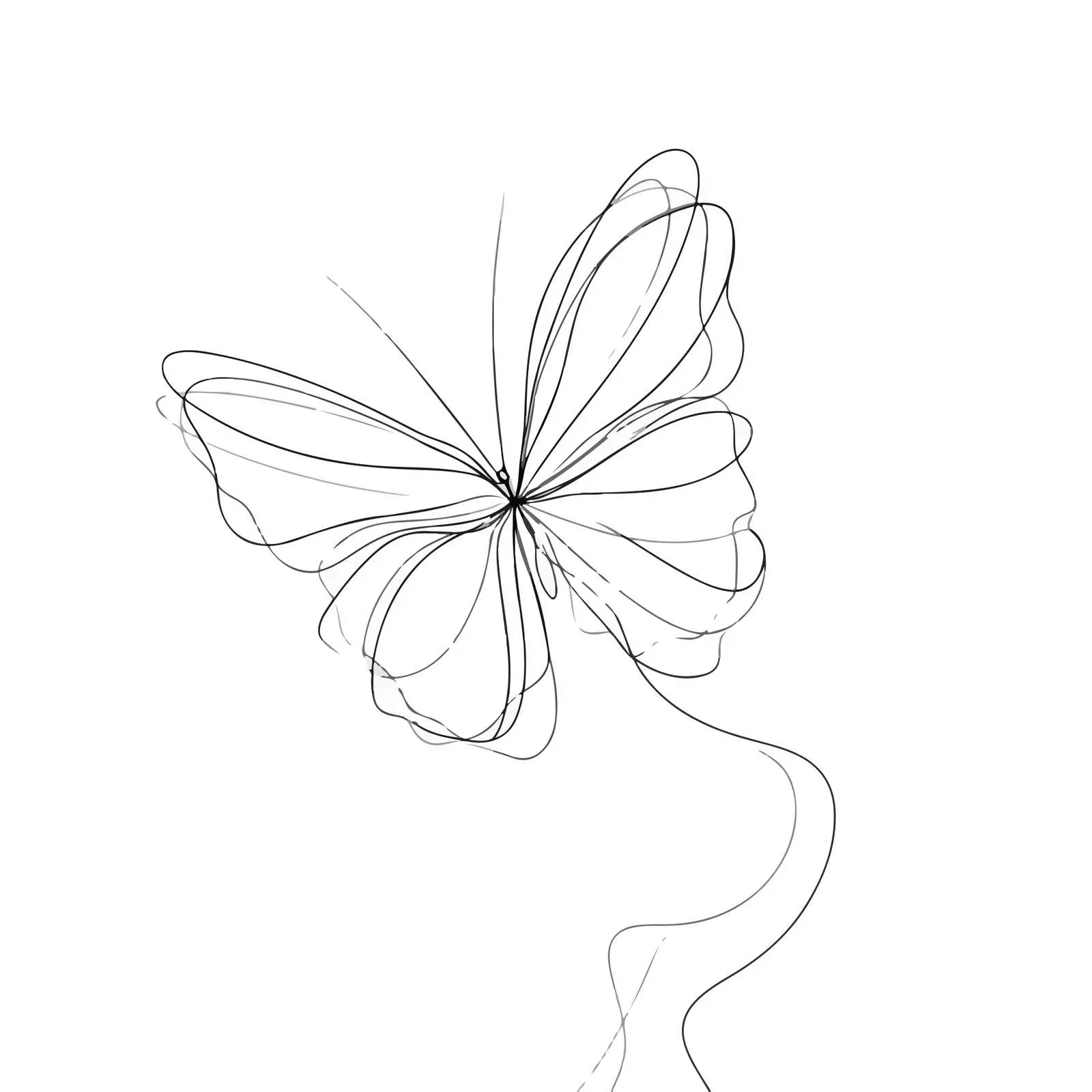 Butterfly Line Art Flowing Abstract — free download from Dotvec