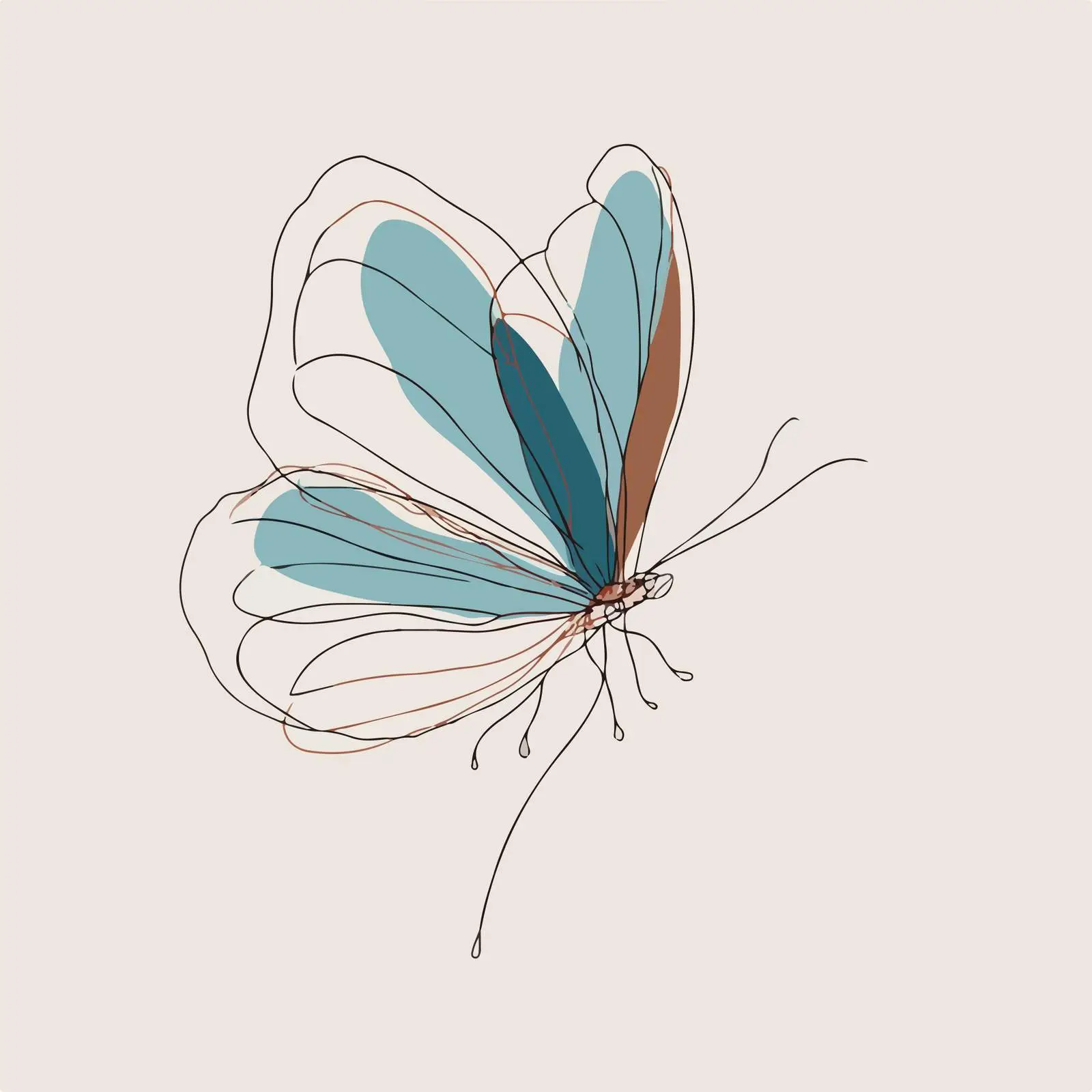 Butterfly Continuous Line Art — free download from Dotvec