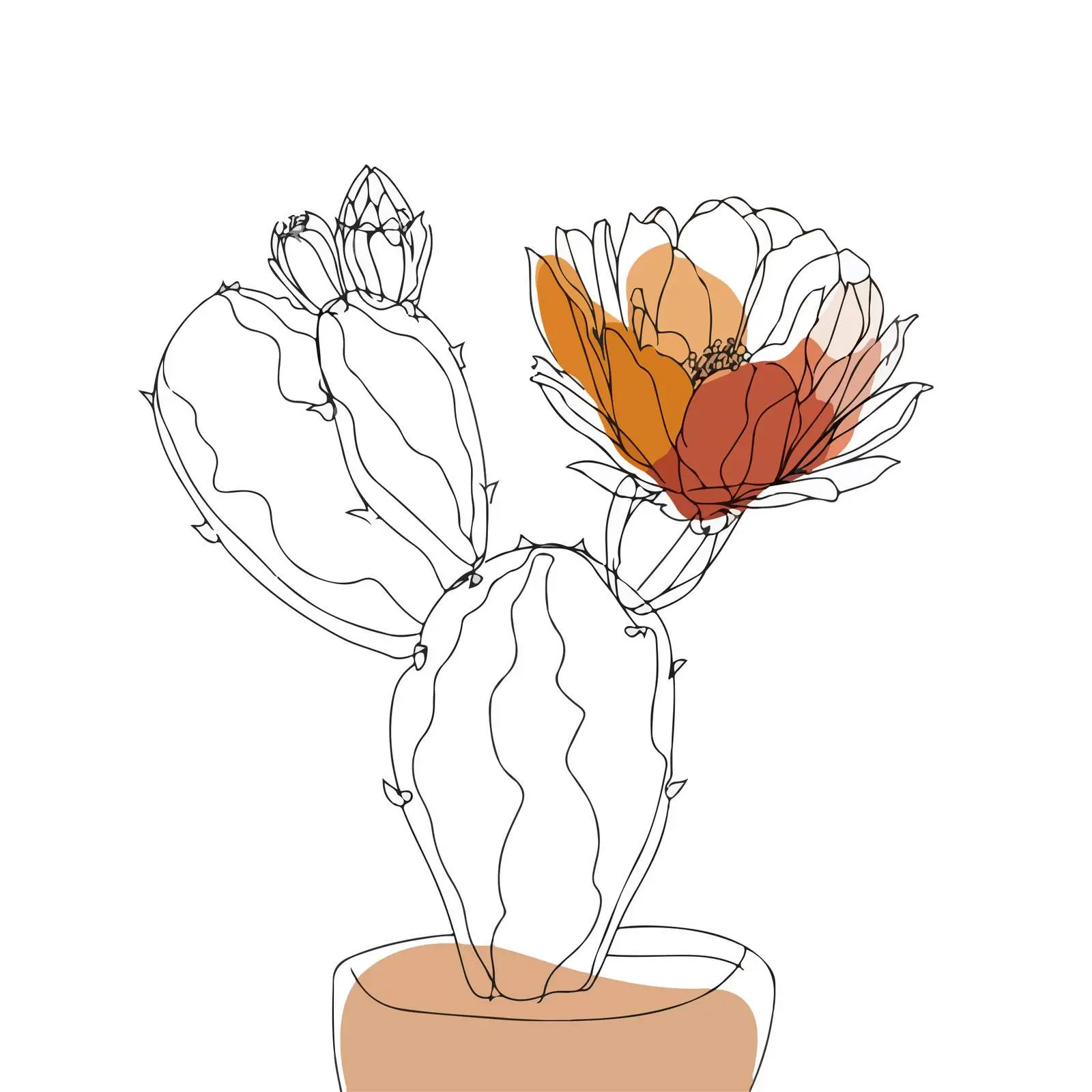Minimal Cactus Line Art — free download from Dotvec