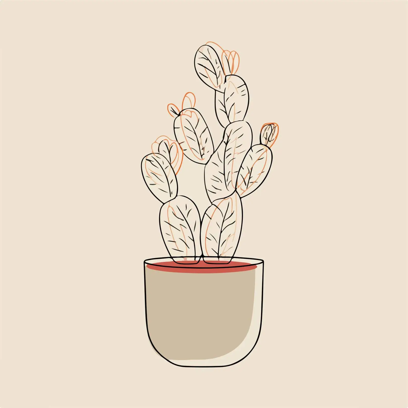 Minimal Cactus Line Art — free download from Dotvec