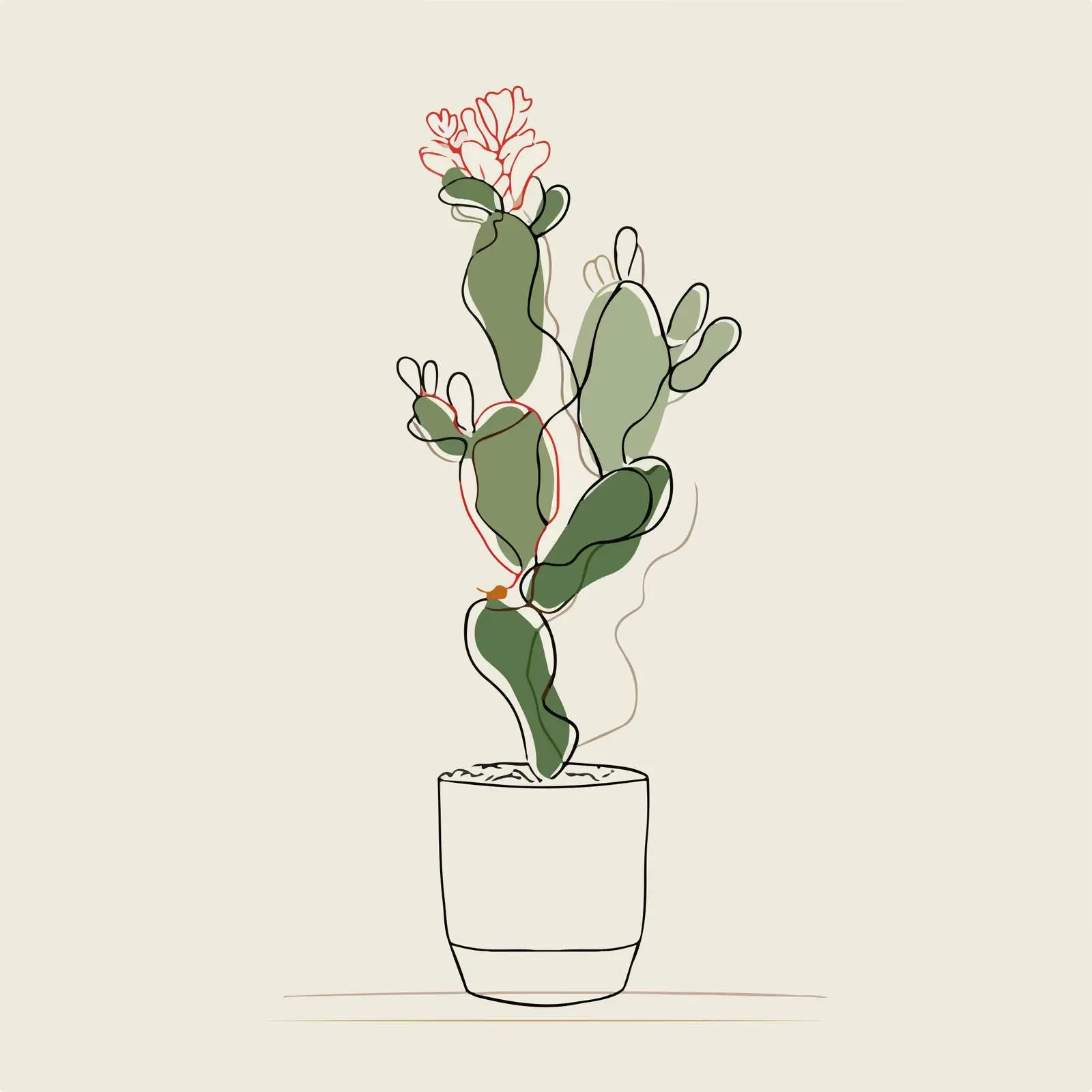 Minimal Cactus Line Art — free download from Dotvec
