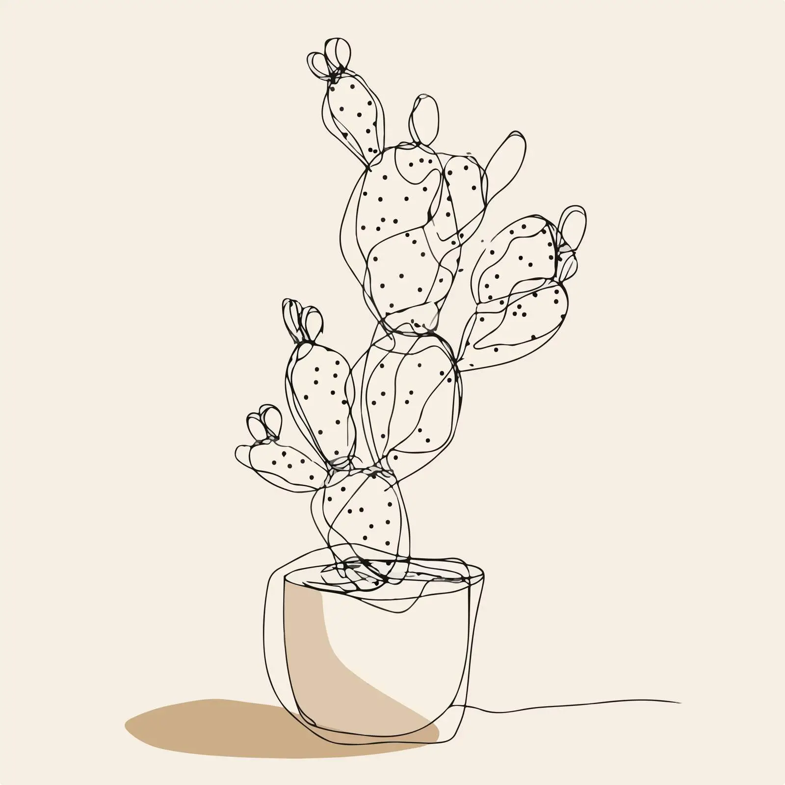 Minimal Cactus Line Art Illustration — free download from Dotvec