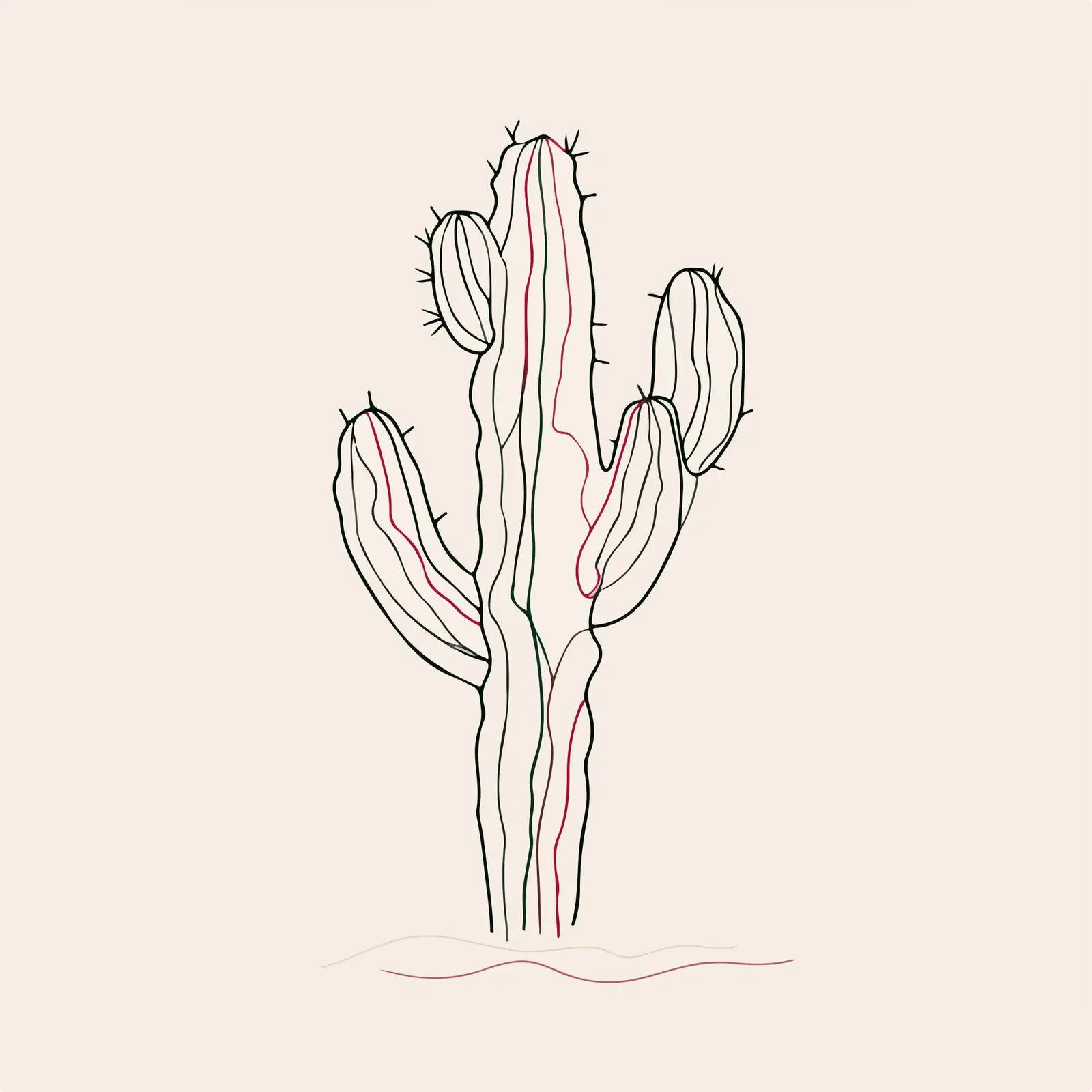 Minimal Cactus Line Art — free download from Dotvec