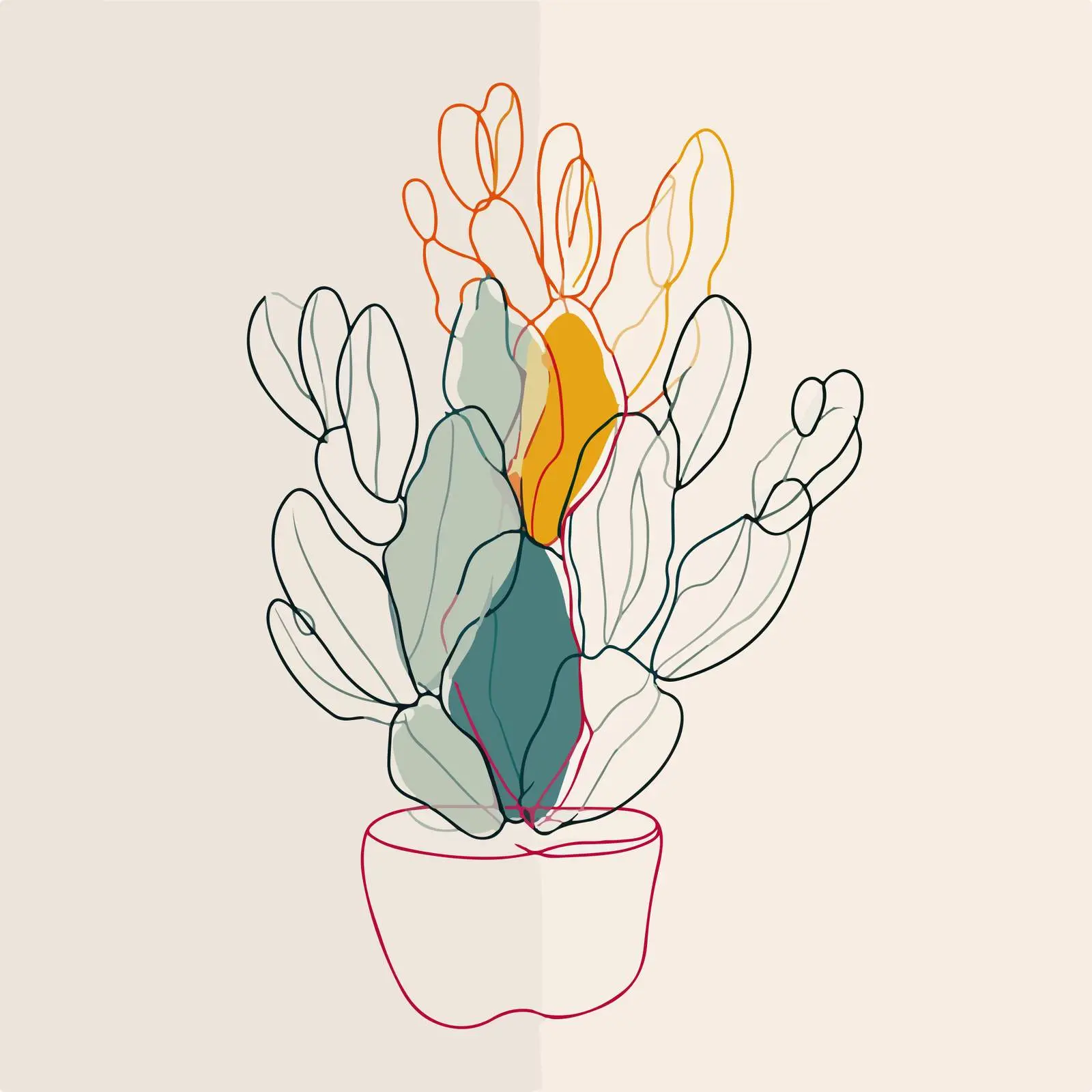 Elegant Cactus Line Art — free download from Dotvec