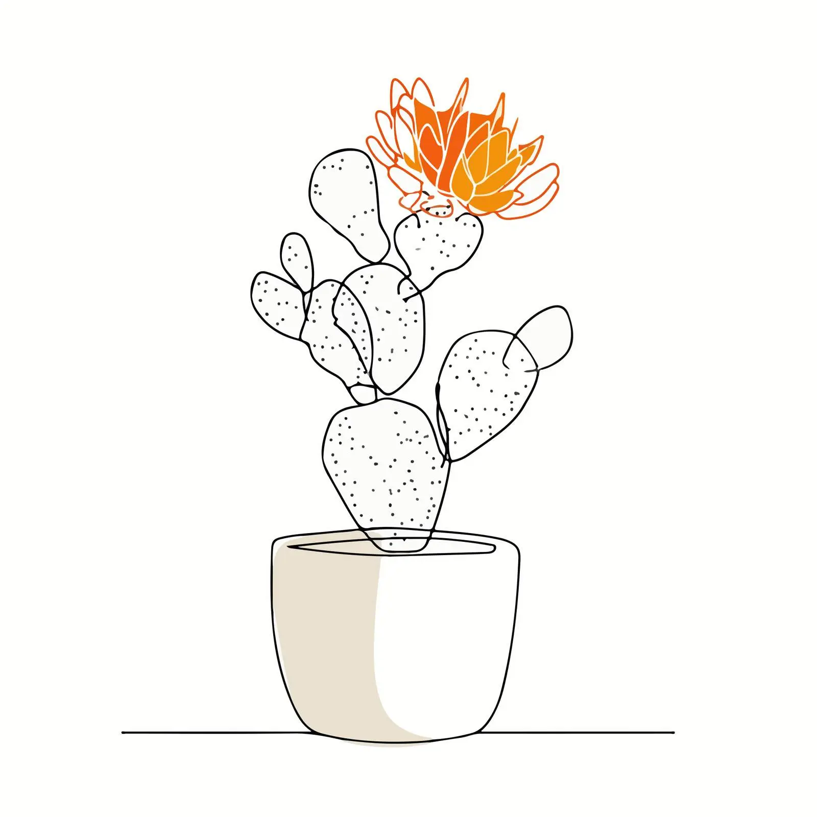 Minimal Cactus Line Art Illustration — free download from Dotvec