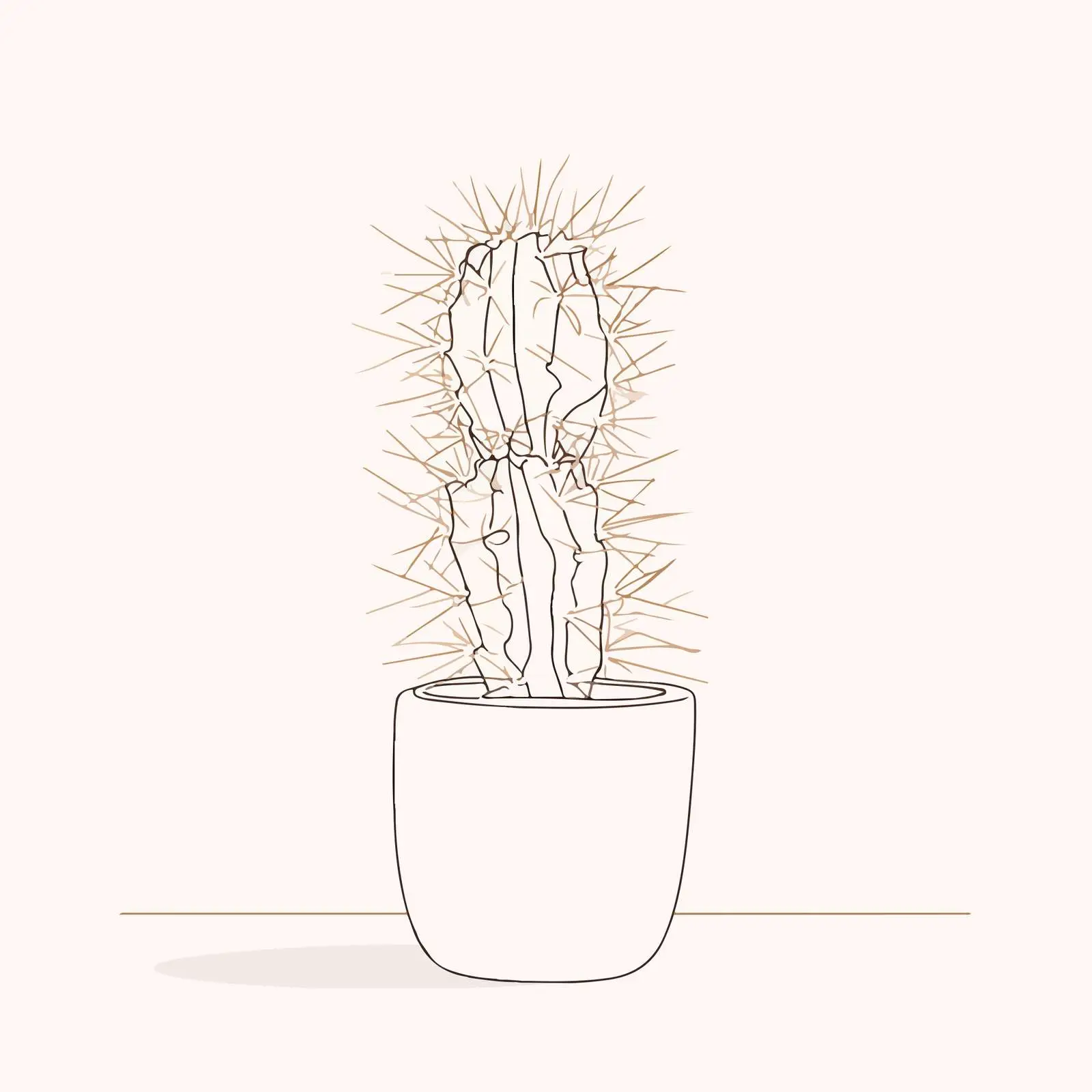 Minimal Cactus Line Art — free download from Dotvec