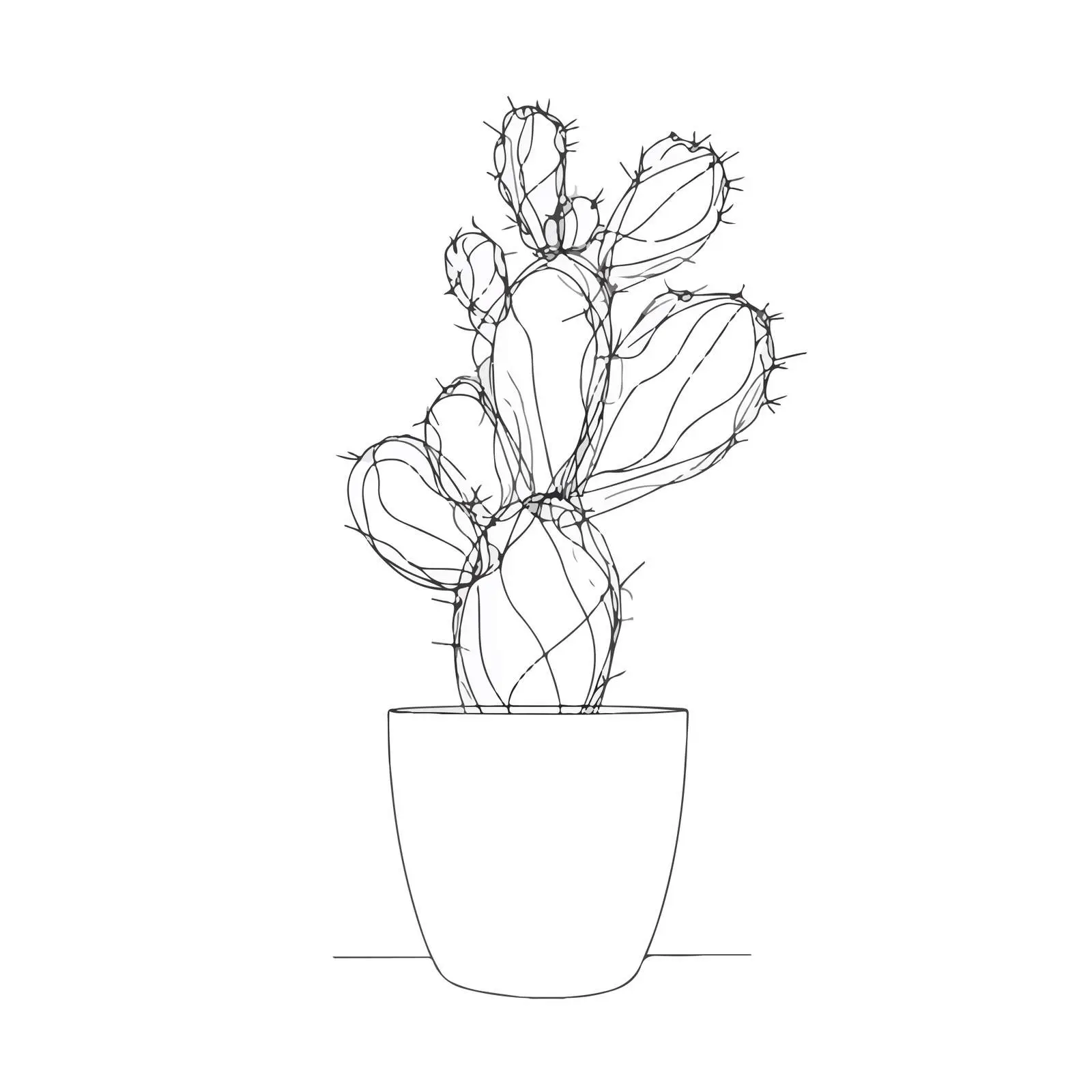 Minimal Cactus Line Art Illustration — free download from Dotvec