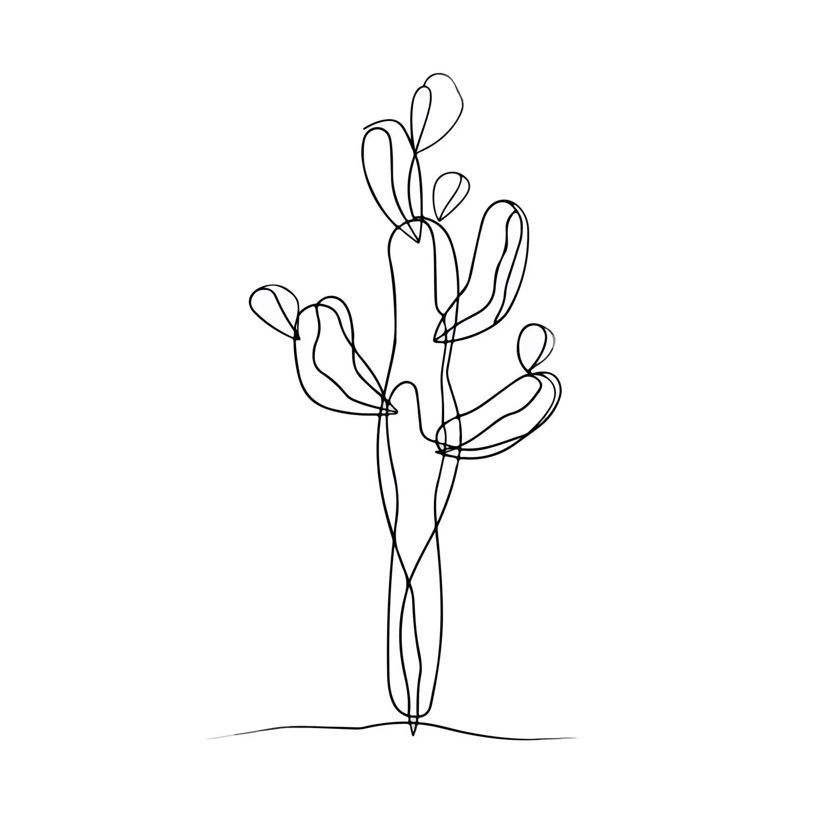Minimal Cactus Line Art Flowing — free download from Dotvec