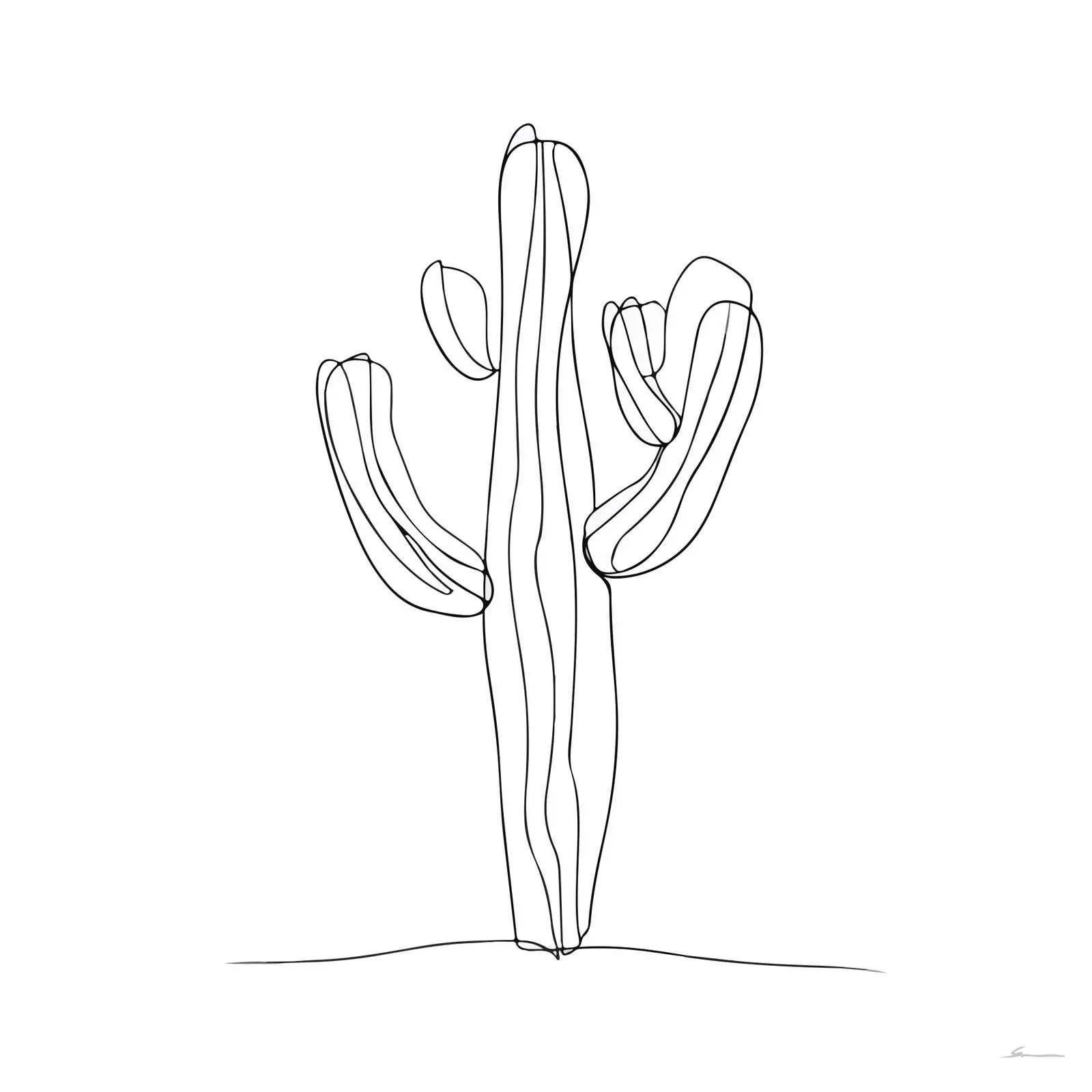 Minimal Cactus Line Art — free download from Dotvec