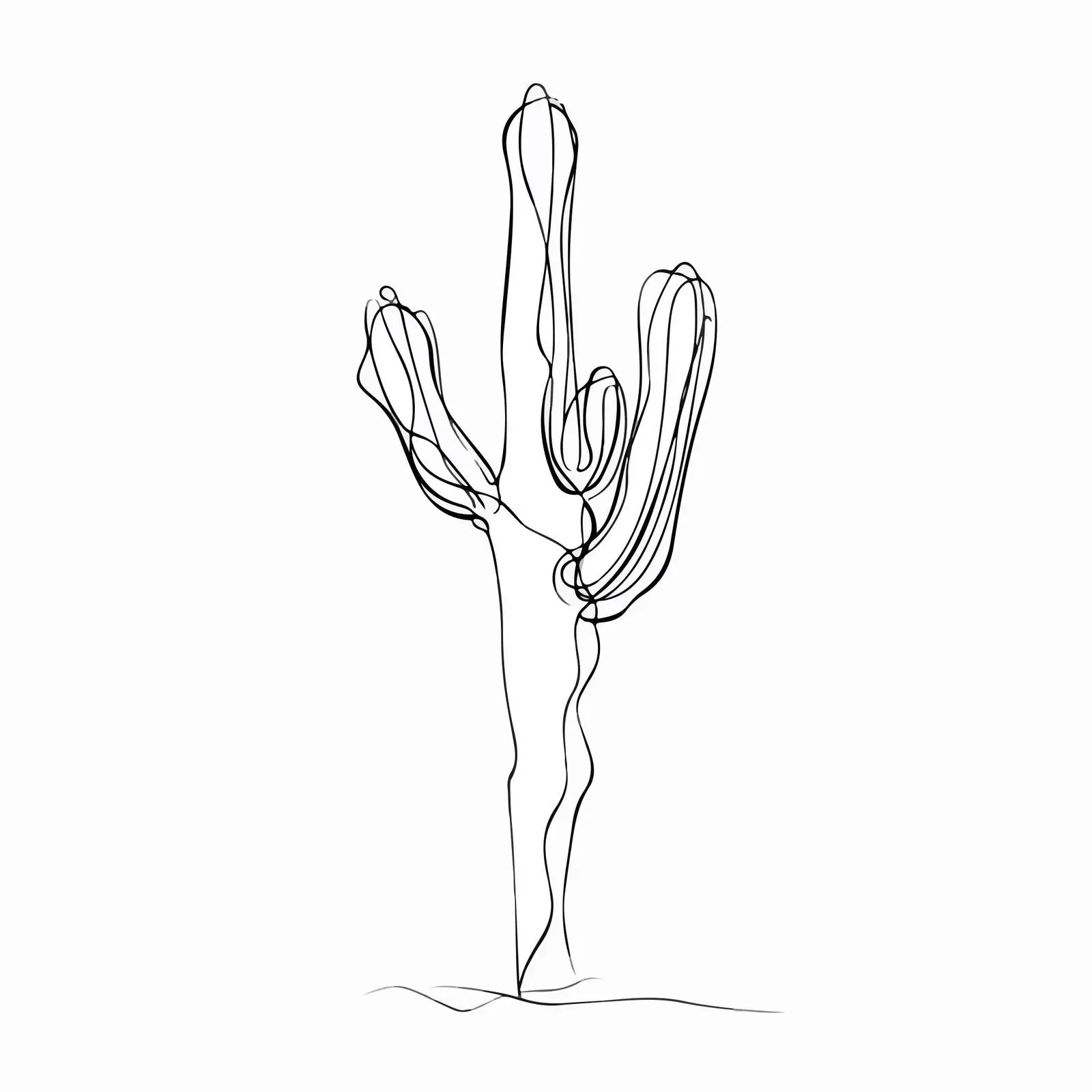 Minimal Cactus Line Art — free download from Dotvec