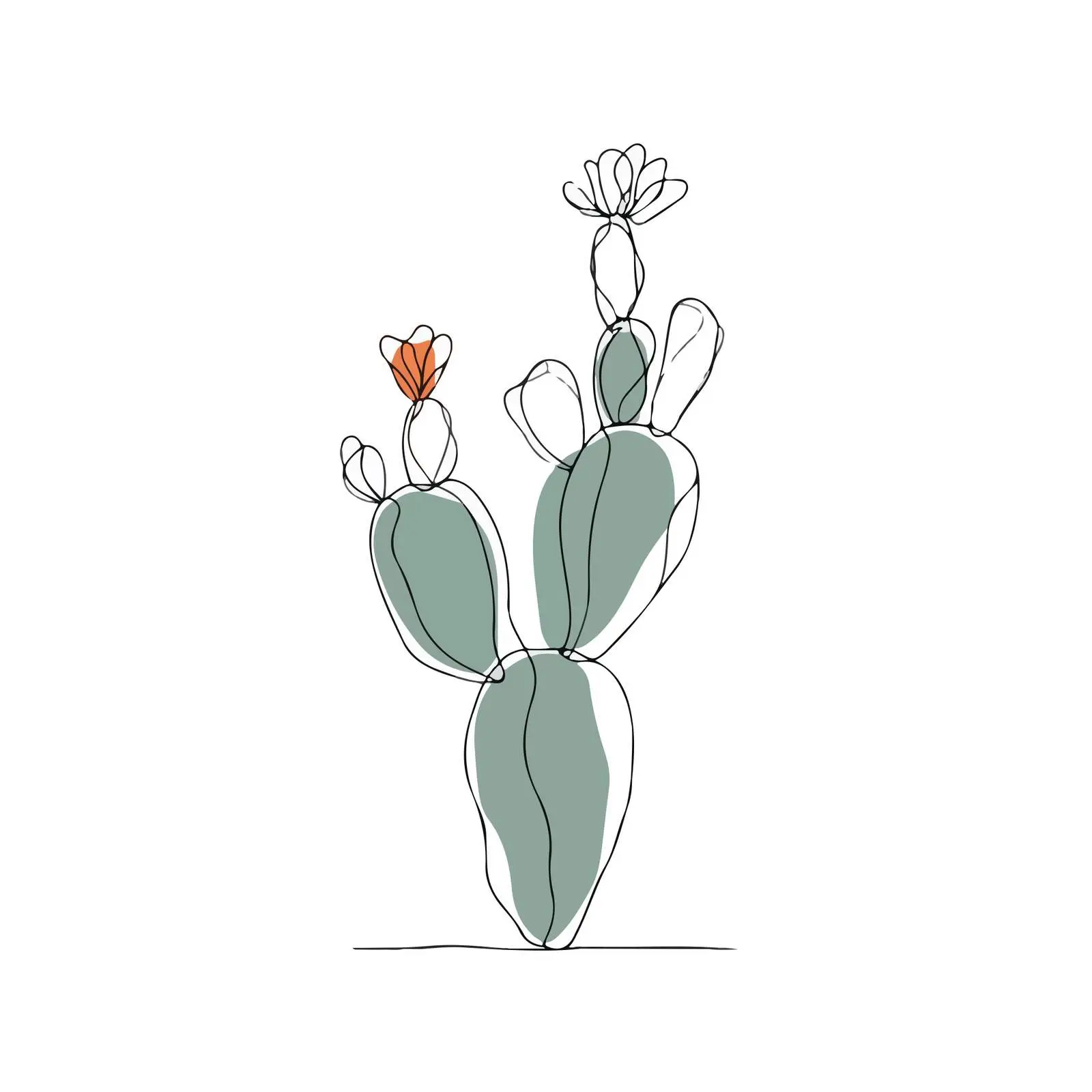 Modern Cactus Line Art Illustration — free download from Dotvec