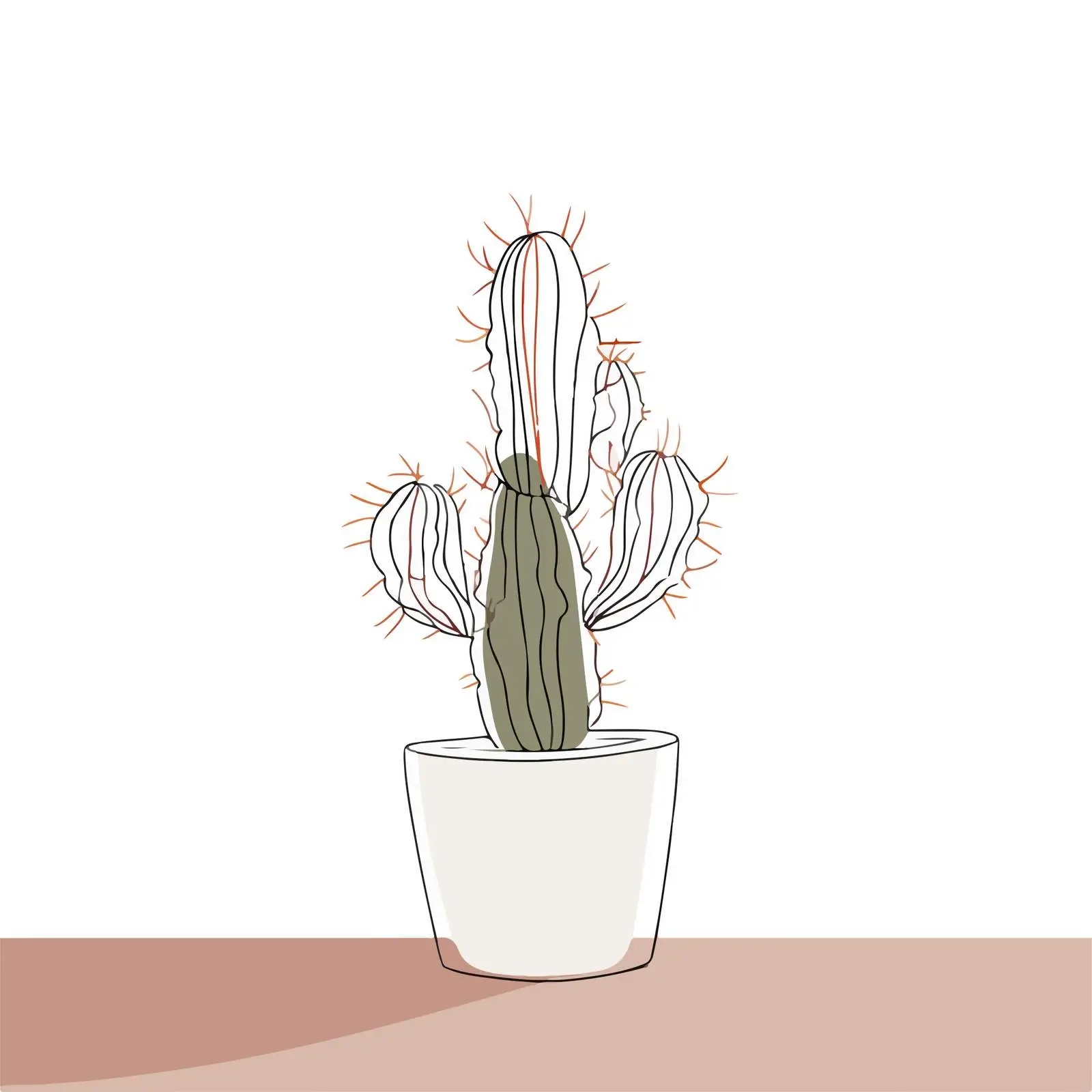 Minimal Cactus Line Art — free download from Dotvec