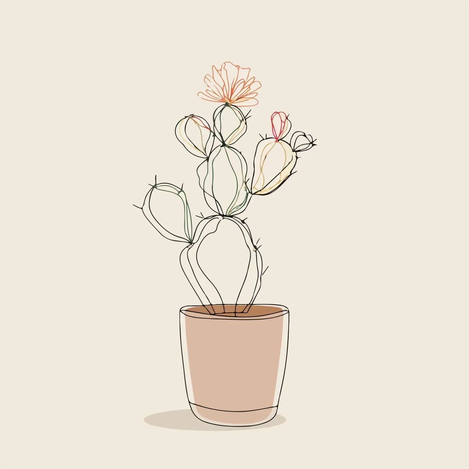 Elegant Cactus Line Art — free download from Dotvec