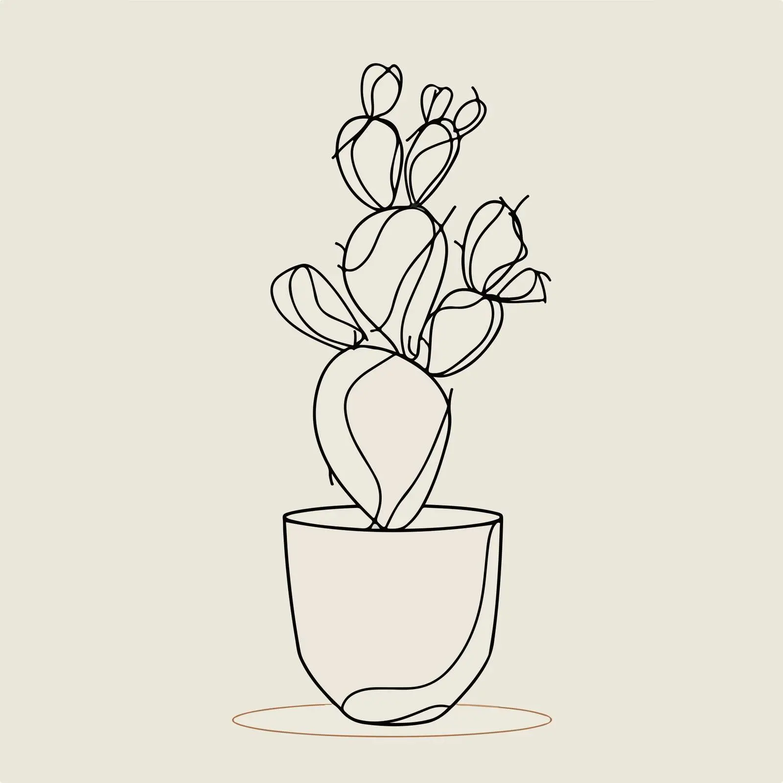 Elegant Cactus Line Art — free download from Dotvec