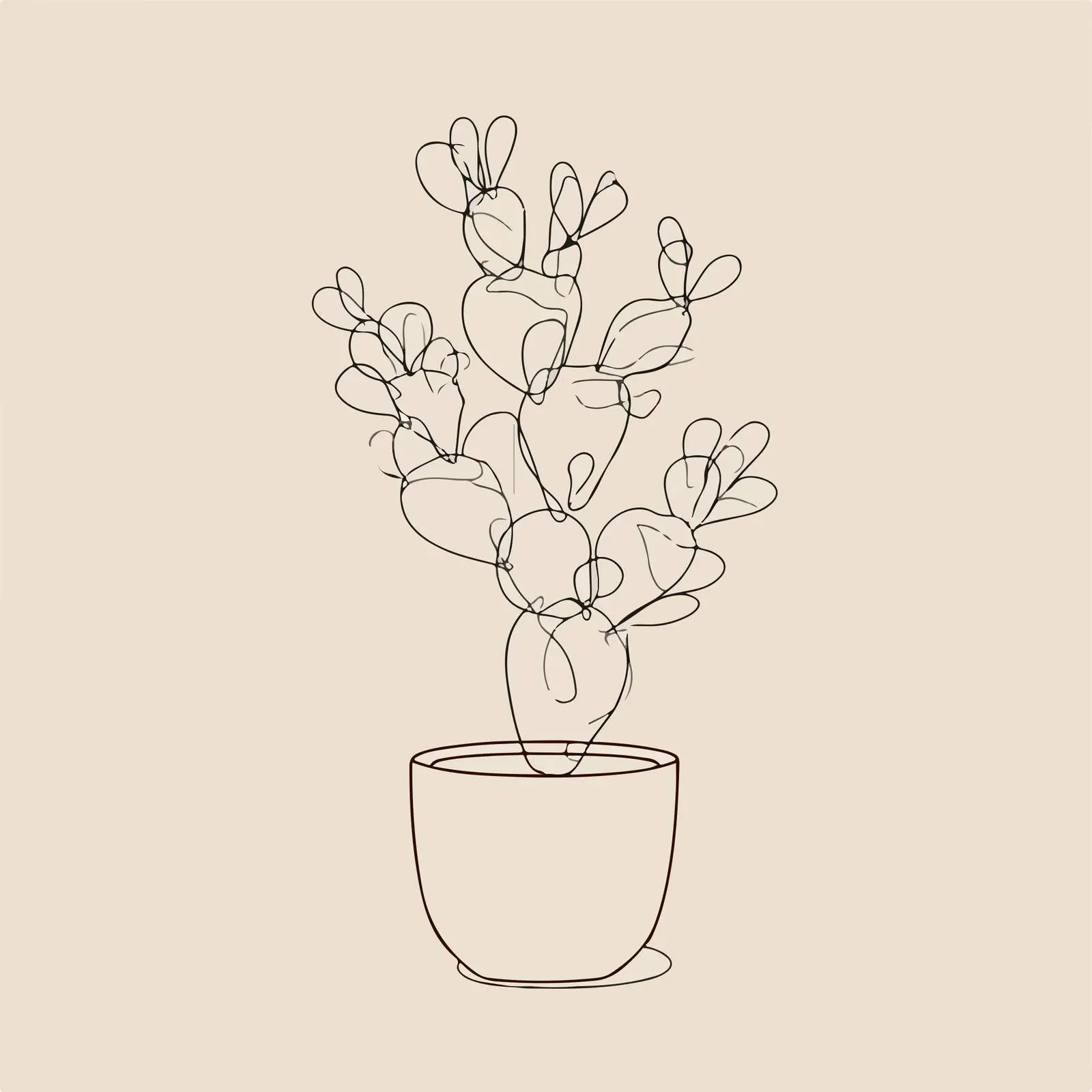 Minimal Cactus Line Art — free download from Dotvec