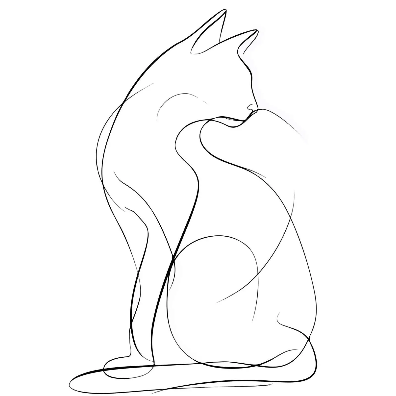 Cat Outline Abstract Flat Vector Art — free download from Dotvec