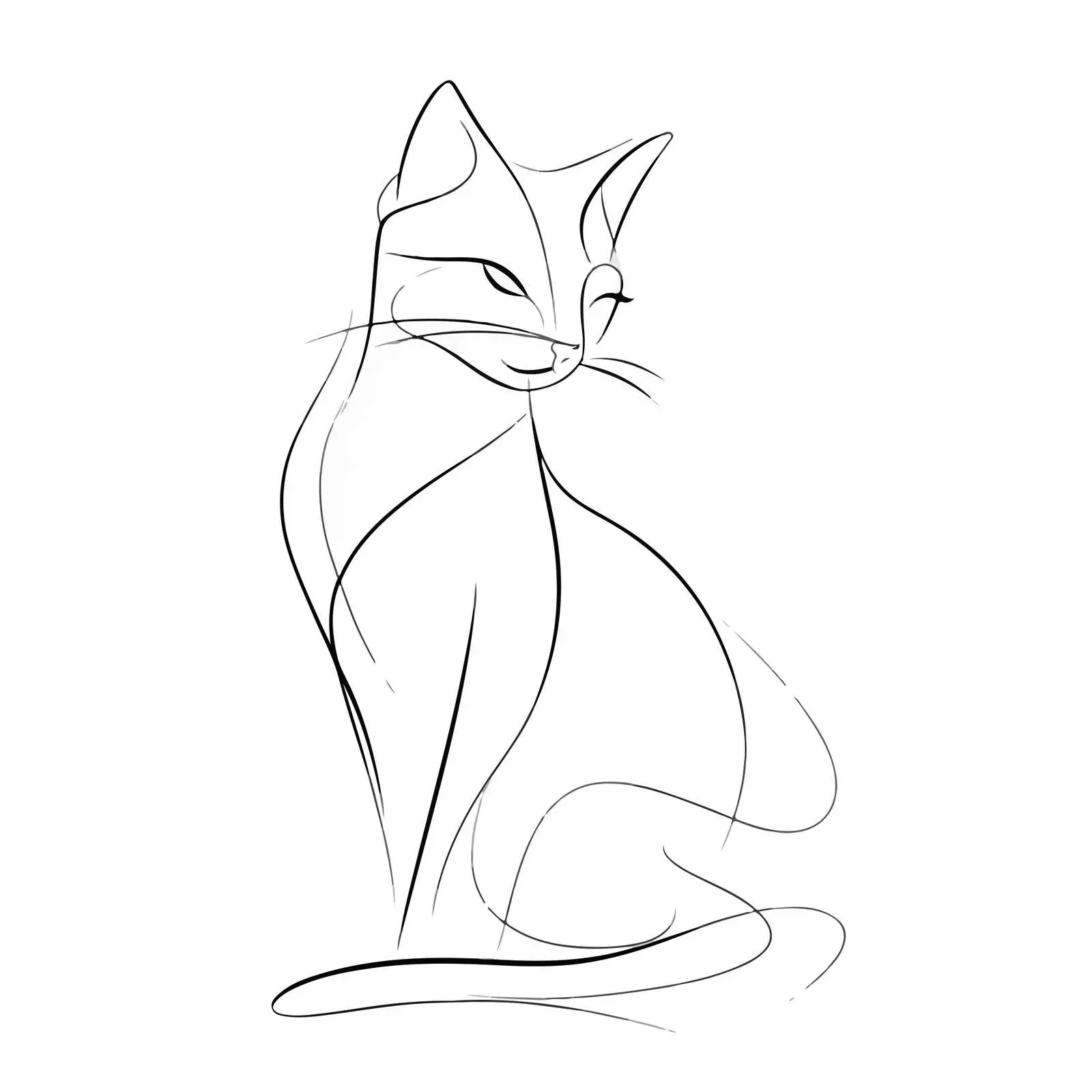 Minimal Cat Line Art Illustration — free download from Dotvec