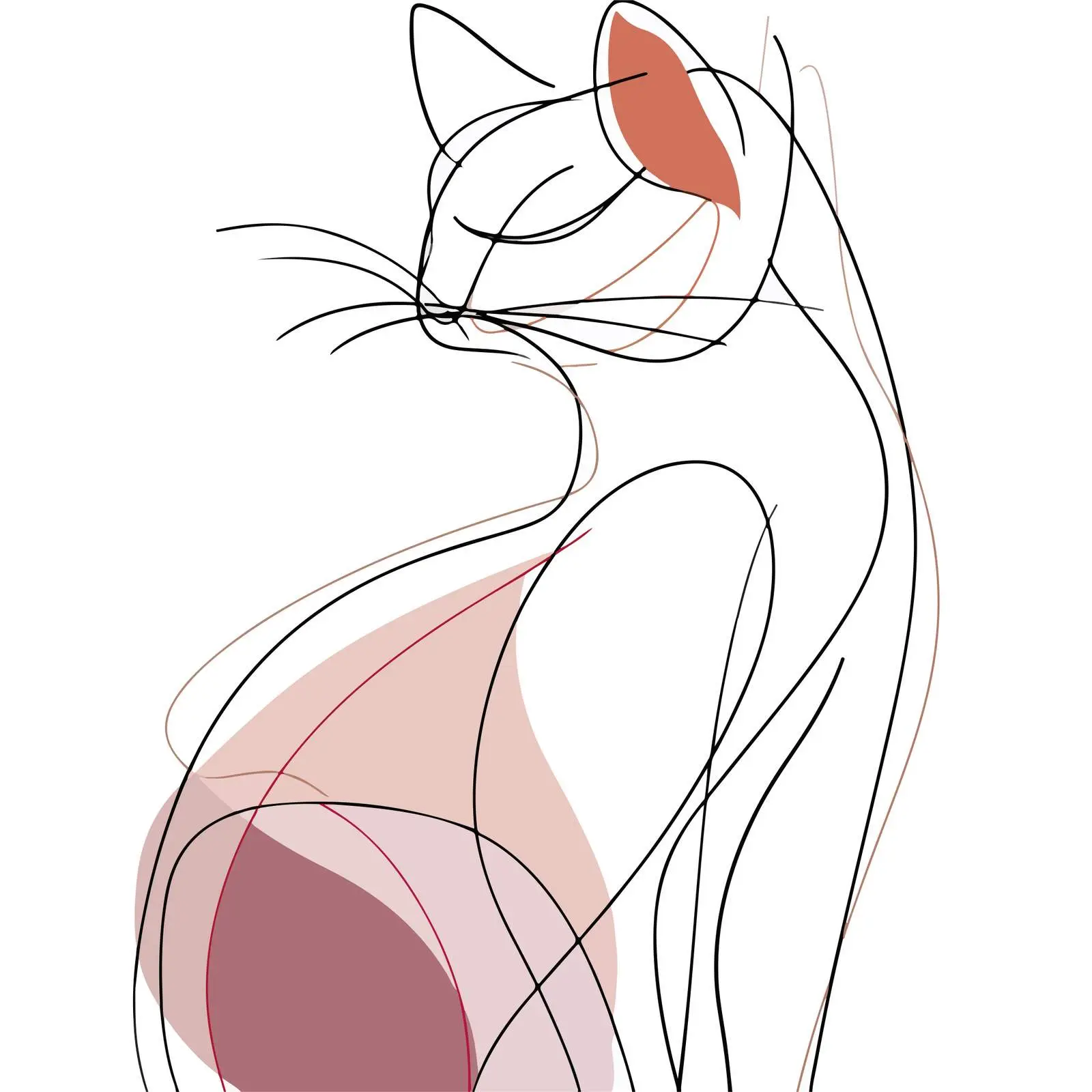 Elegant Abstract Cat Line Art — free download from Dotvec