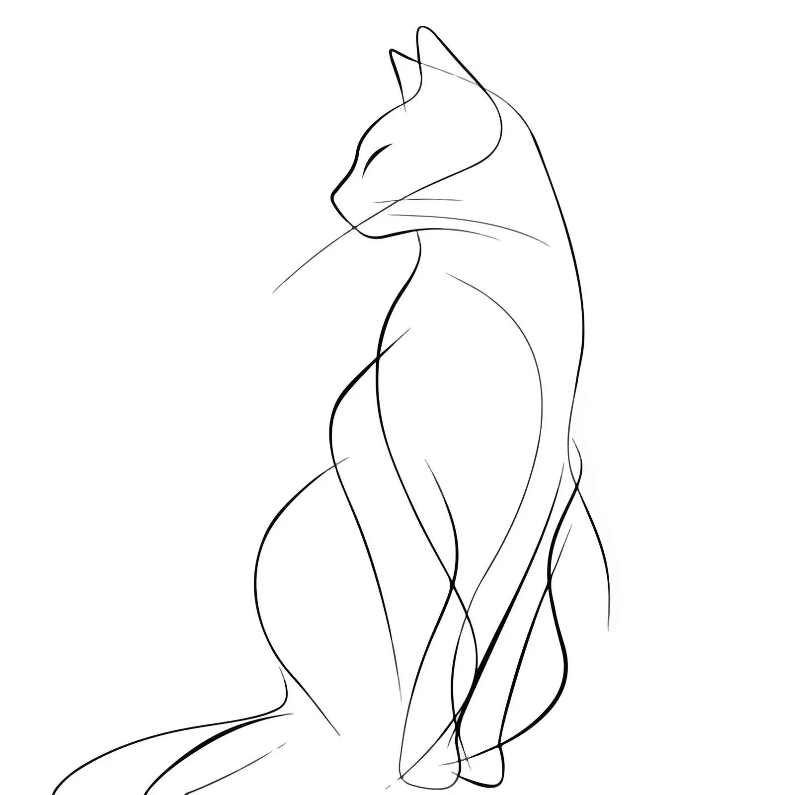 Minimal Cat Line Art Illustration — free download from Dotvec