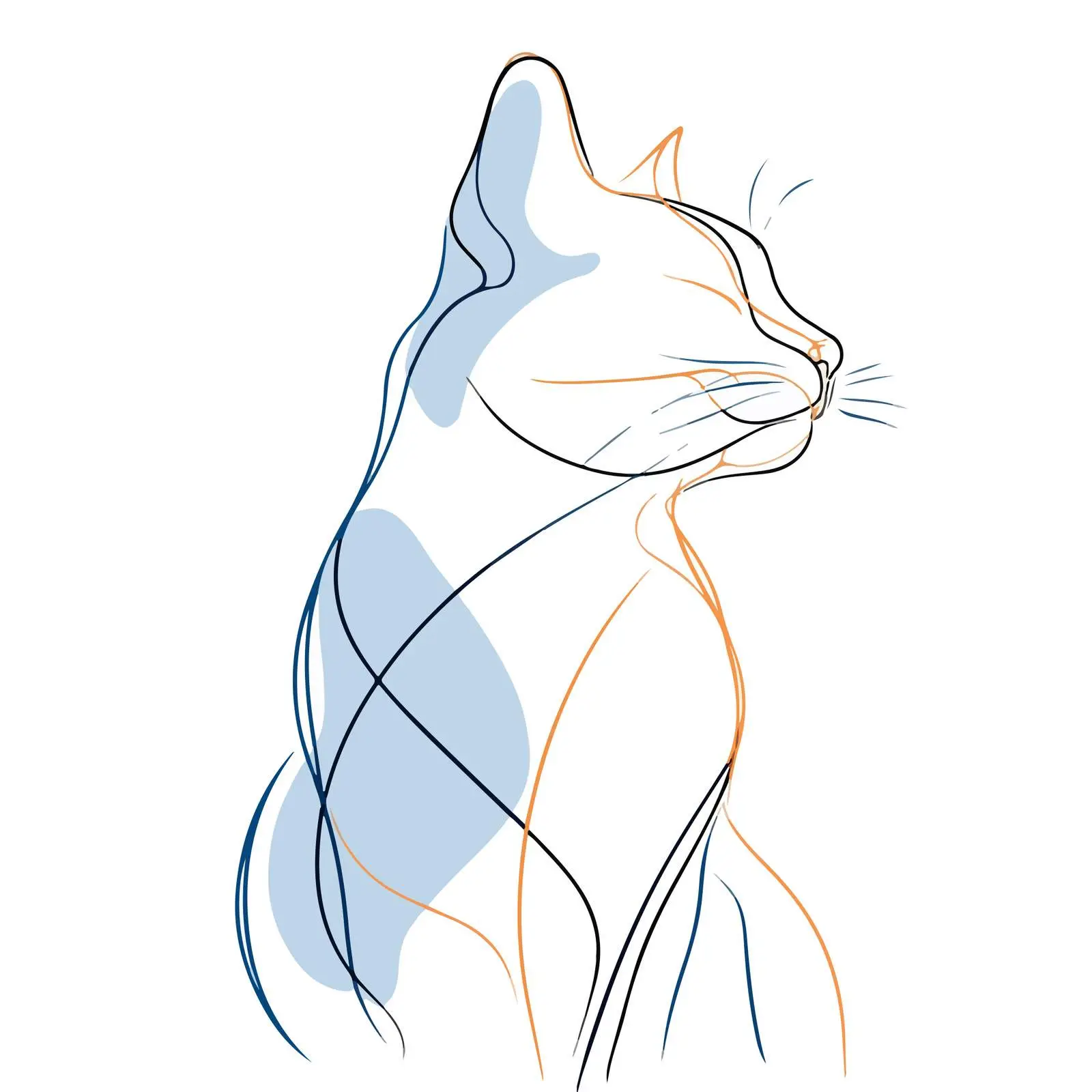 Elegant Cat Line Art Illustration — free download from Dotvec