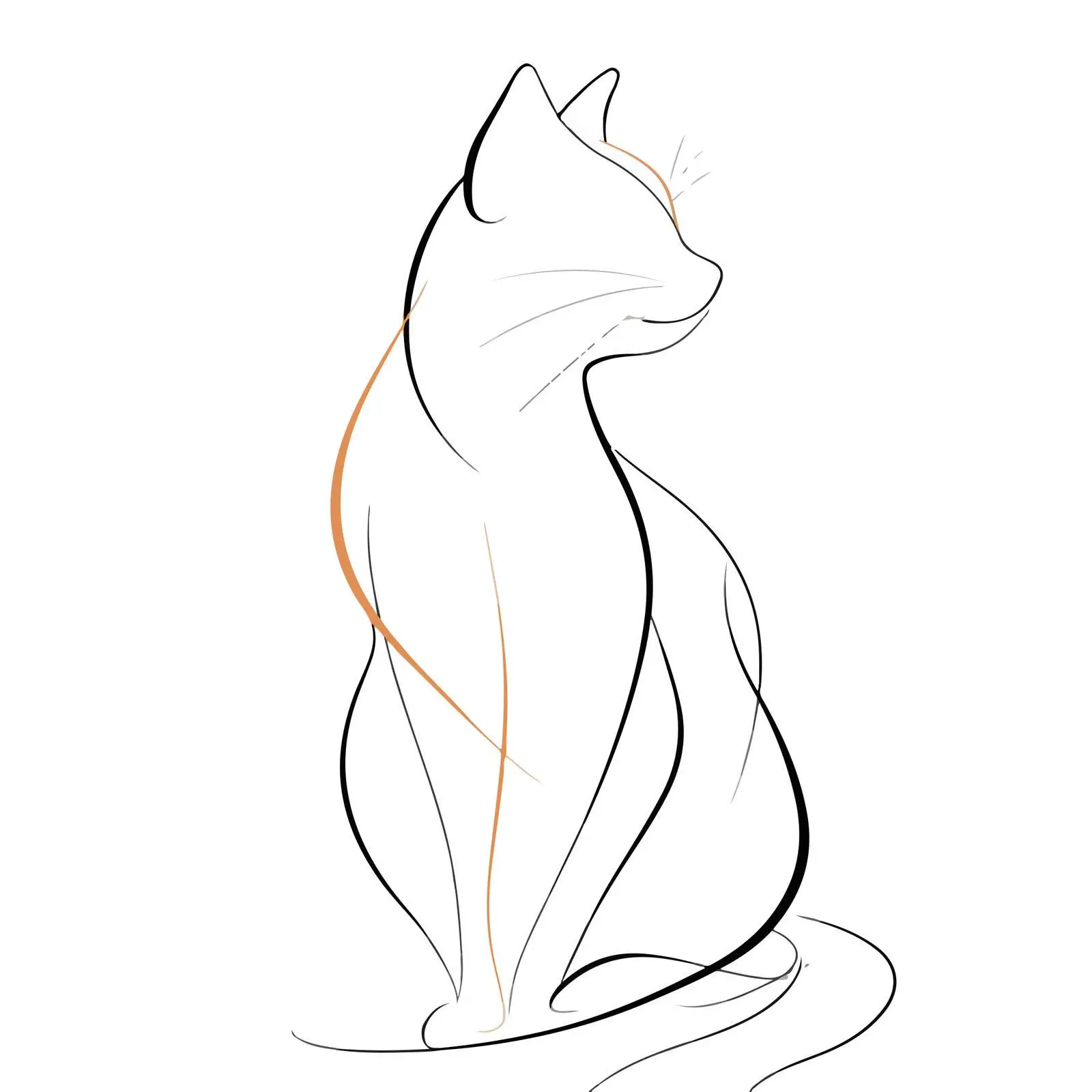 Elegant Cat Line Art — free download from Dotvec