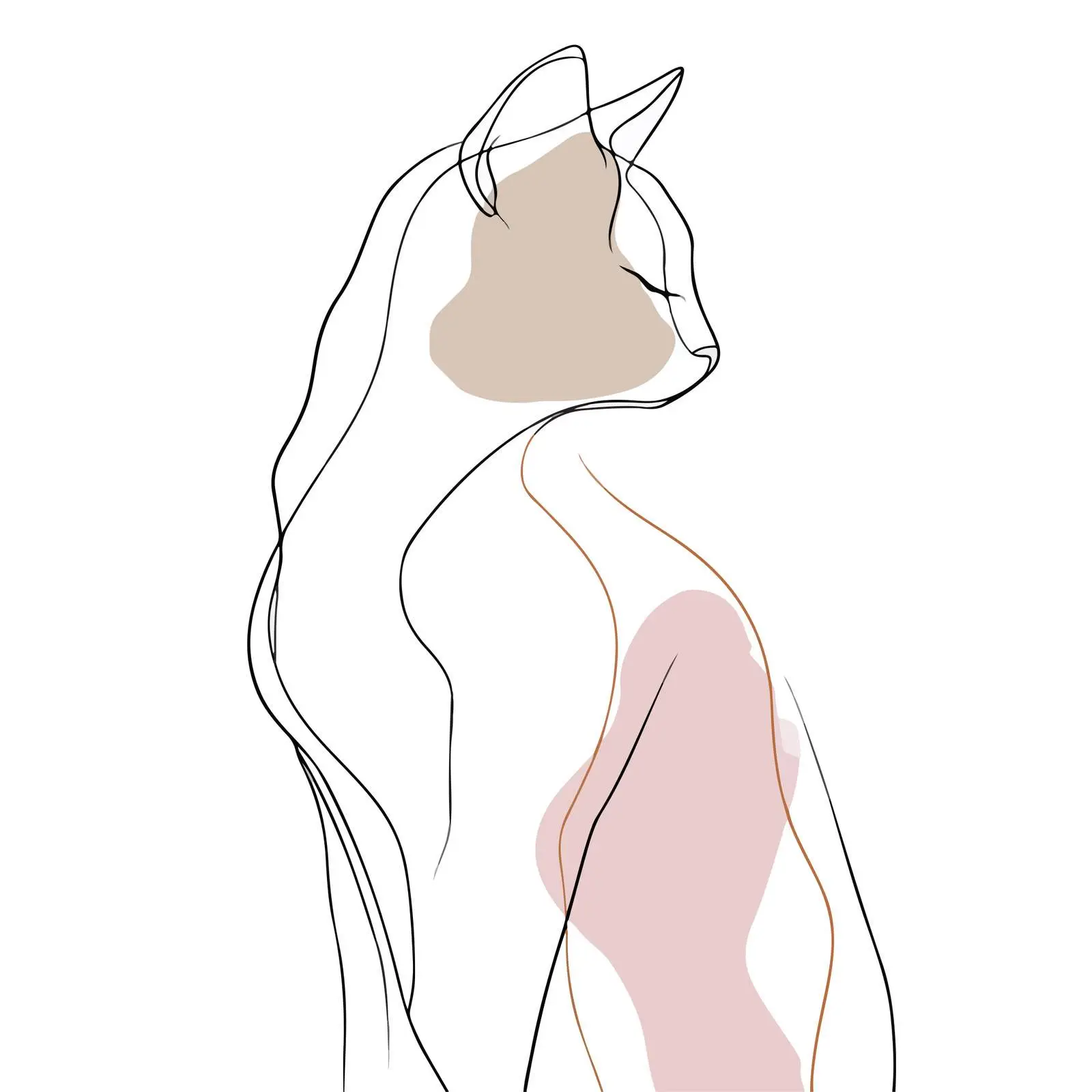 Minimal Cat Line Art Illustration — free download from Dotvec