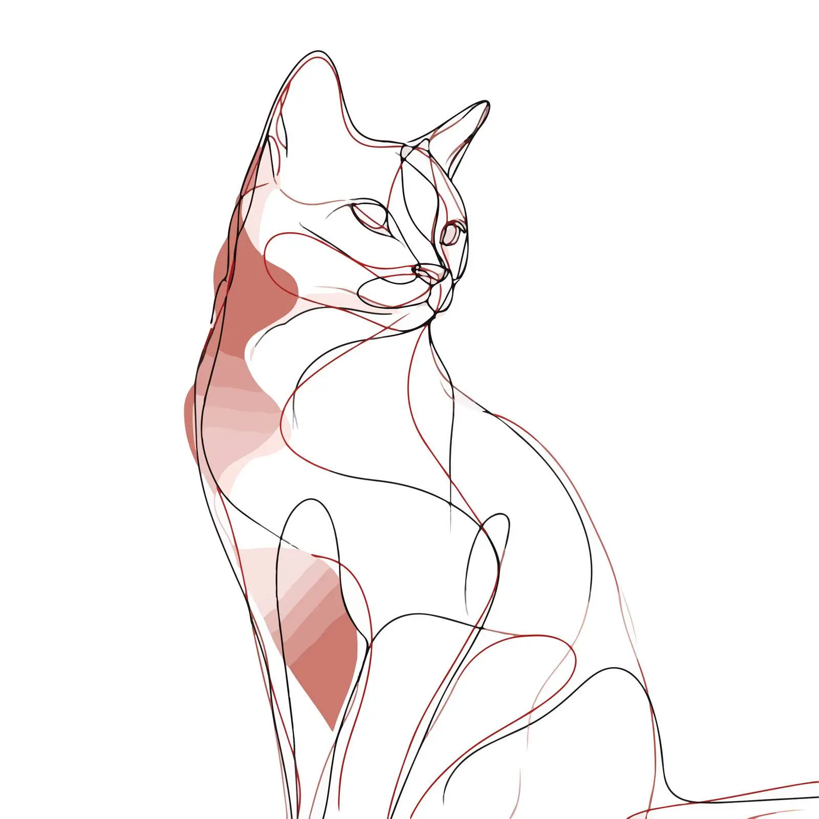 Cat Outline Minimal Line Art — free download from Dotvec