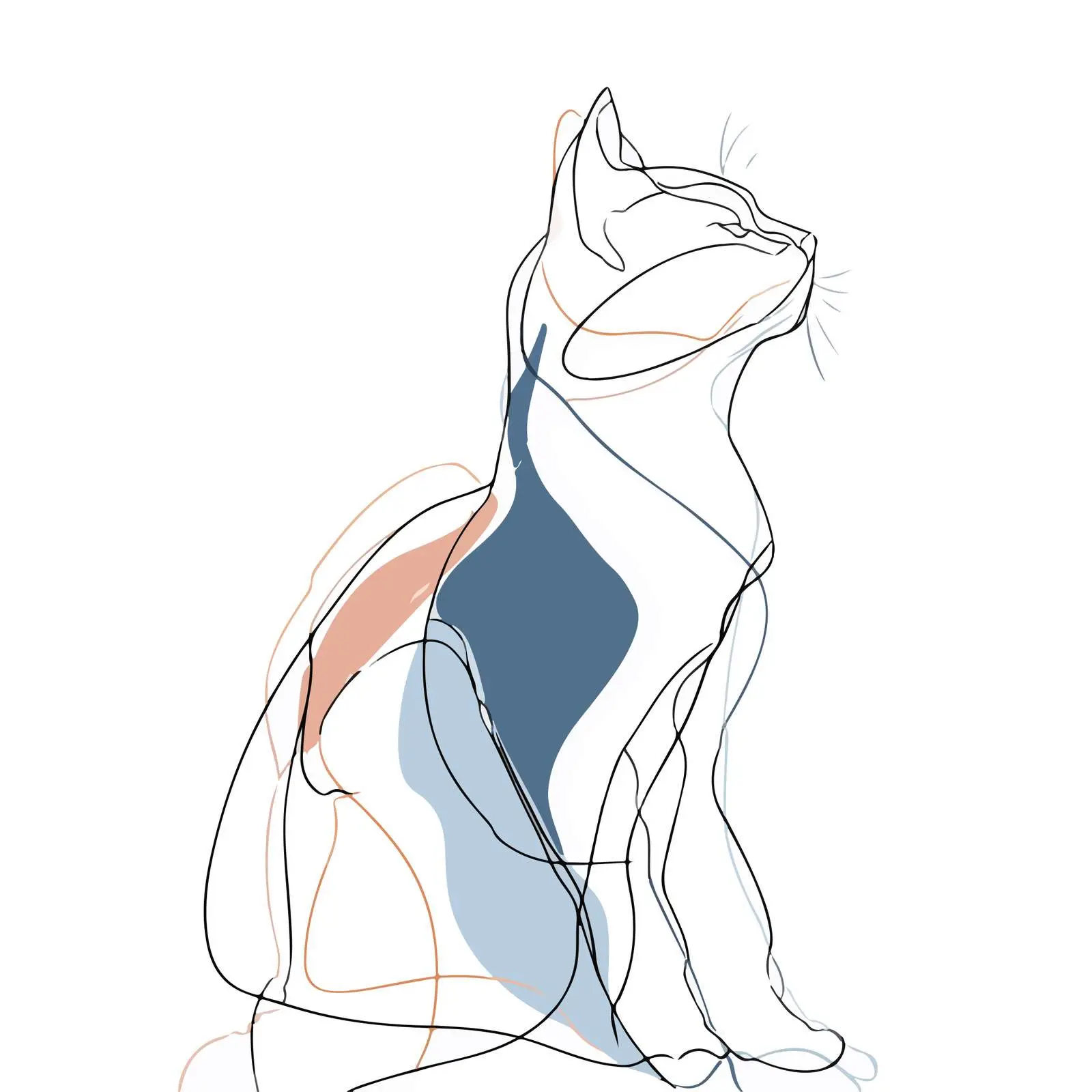 Elegant Cat Line Art — free download from Dotvec