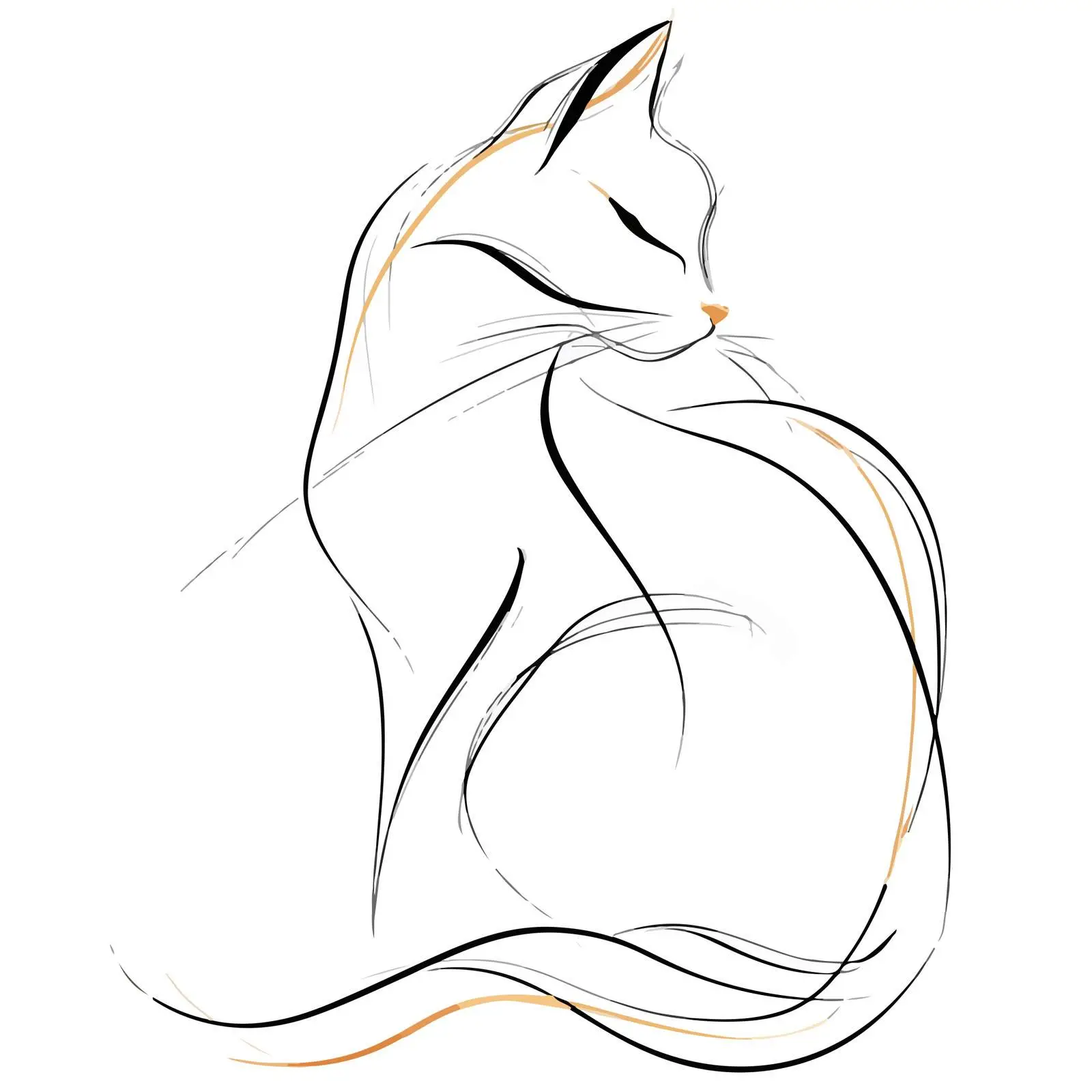 Elegant Cat Line Art Illustration — free download from Dotvec