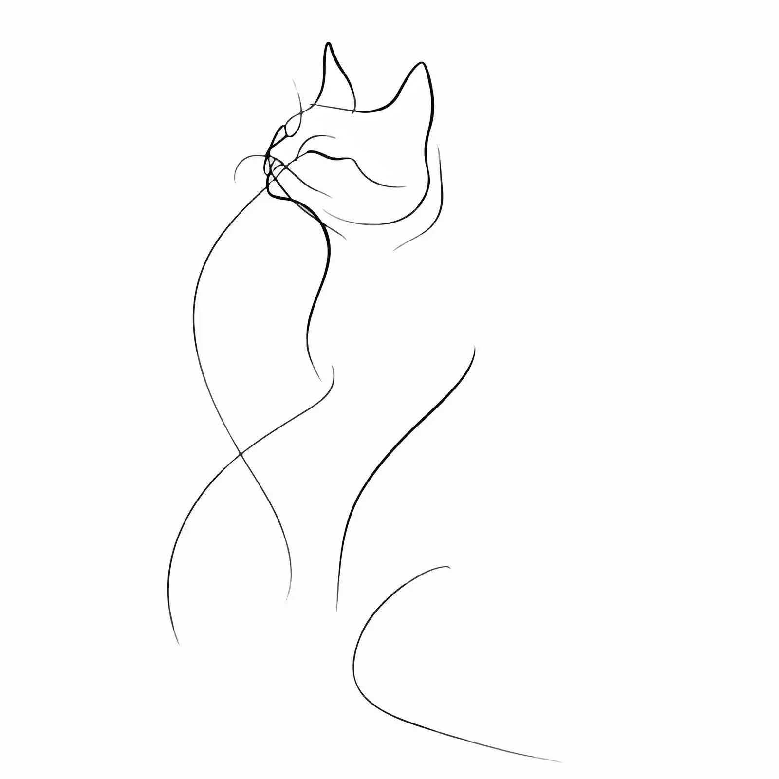 Elegant Cat Line Art — free download from Dotvec