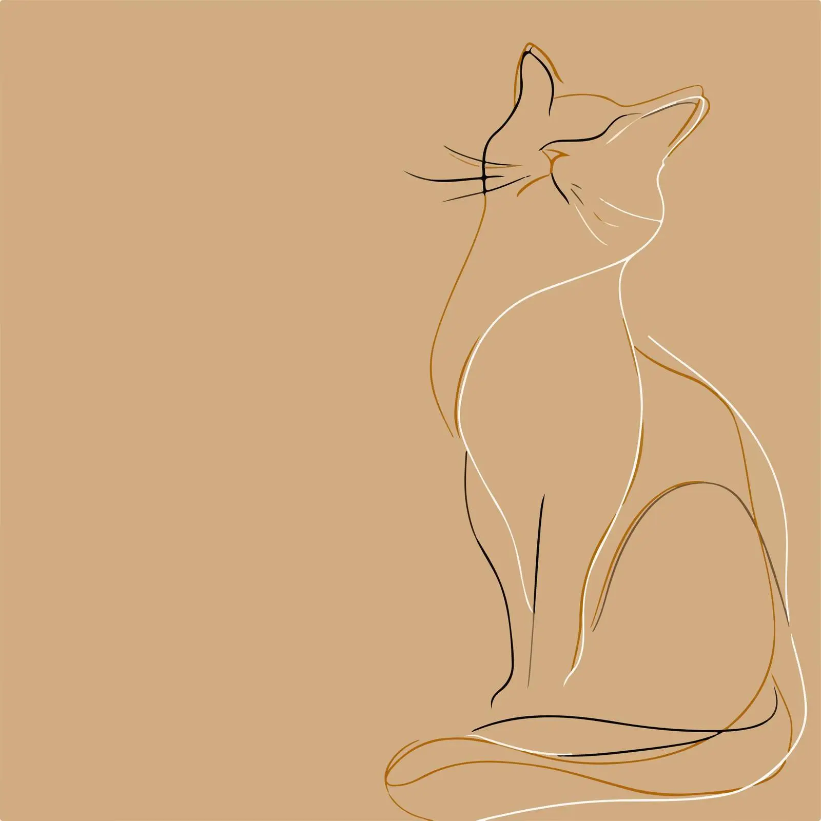 Elegant Cat Line Art — free download from Dotvec