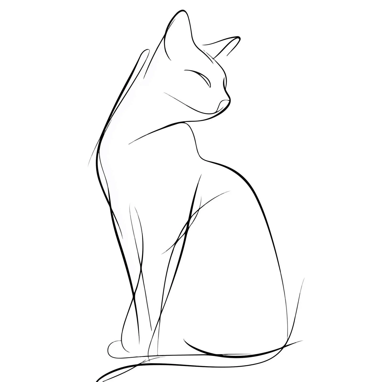 Minimal Cat Line Art Illustration — free download from Dotvec