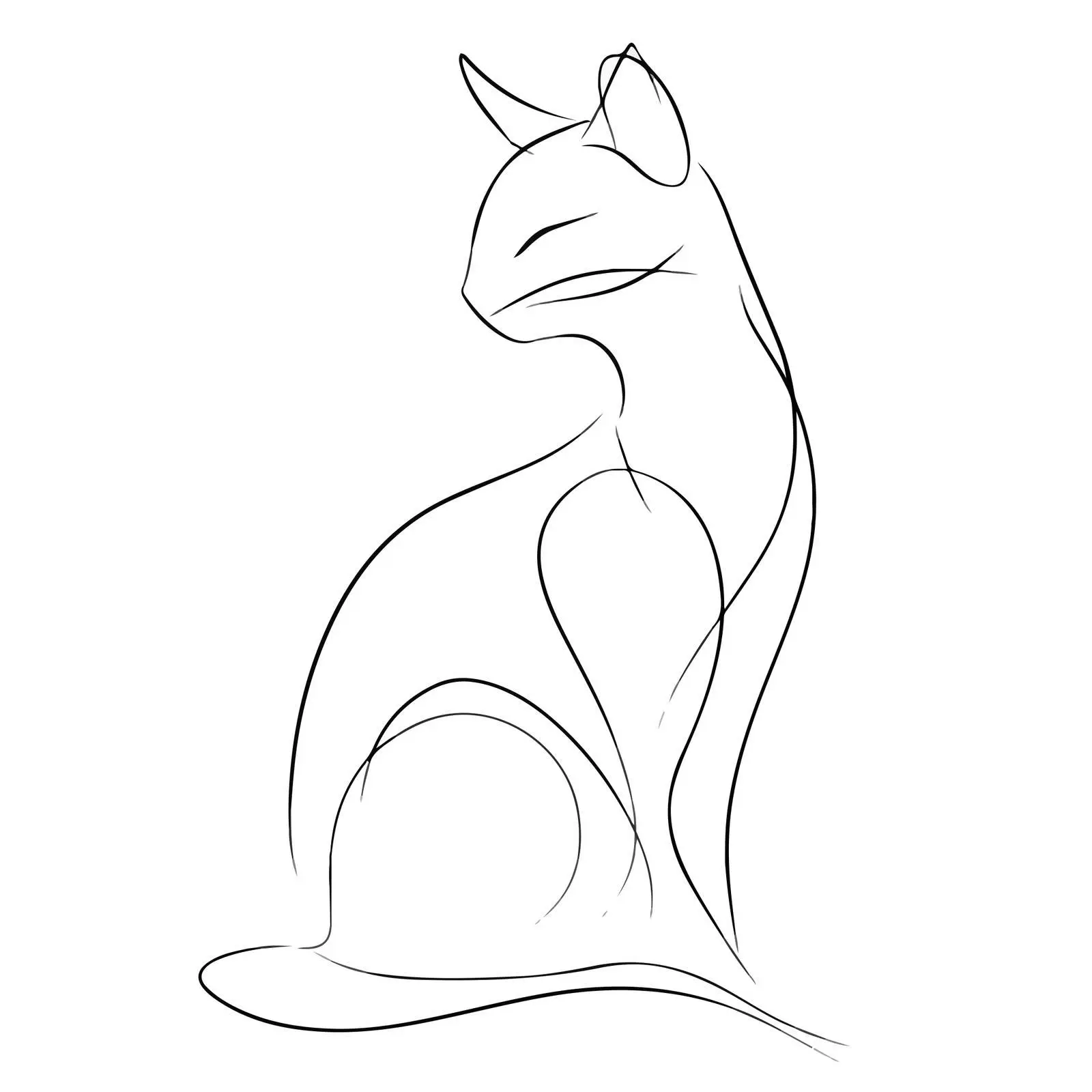 Minimal Cat Line Art Illustration — free download from Dotvec