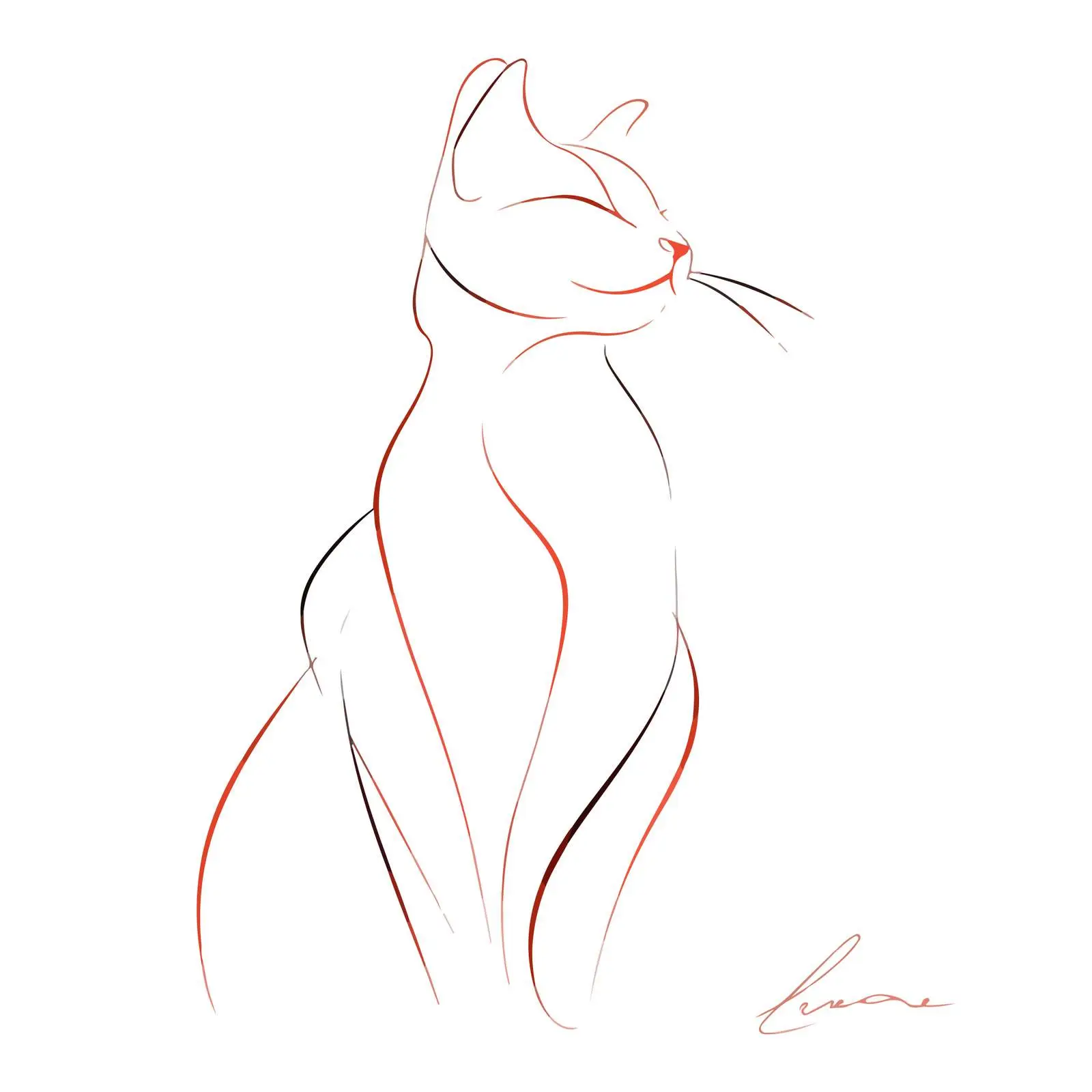 Elegant Cat Line Art Illustration — free download from Dotvec