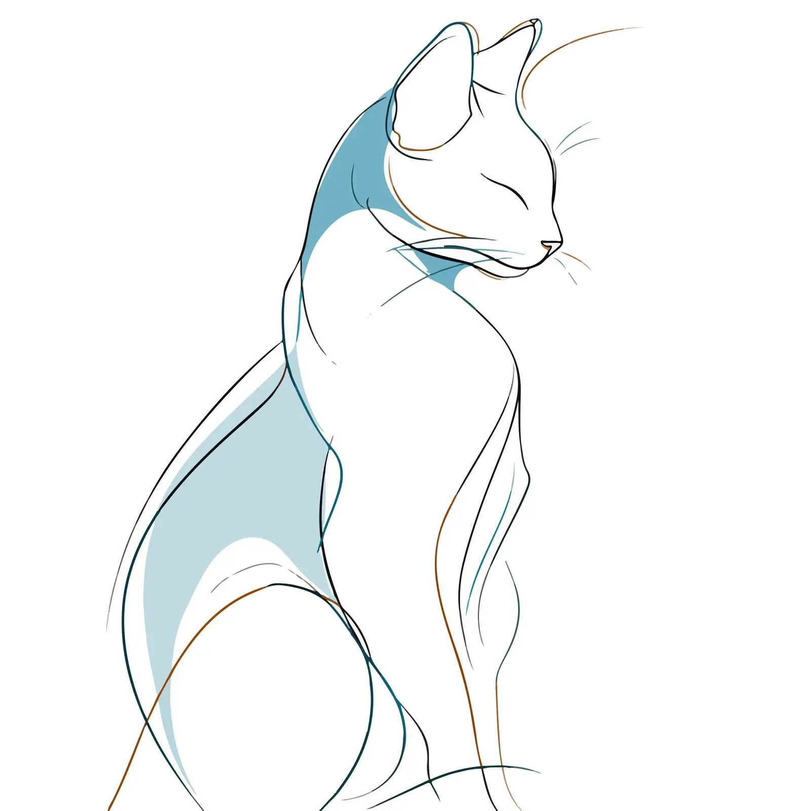 Minimal Cat Line Art Illustration — free download from Dotvec