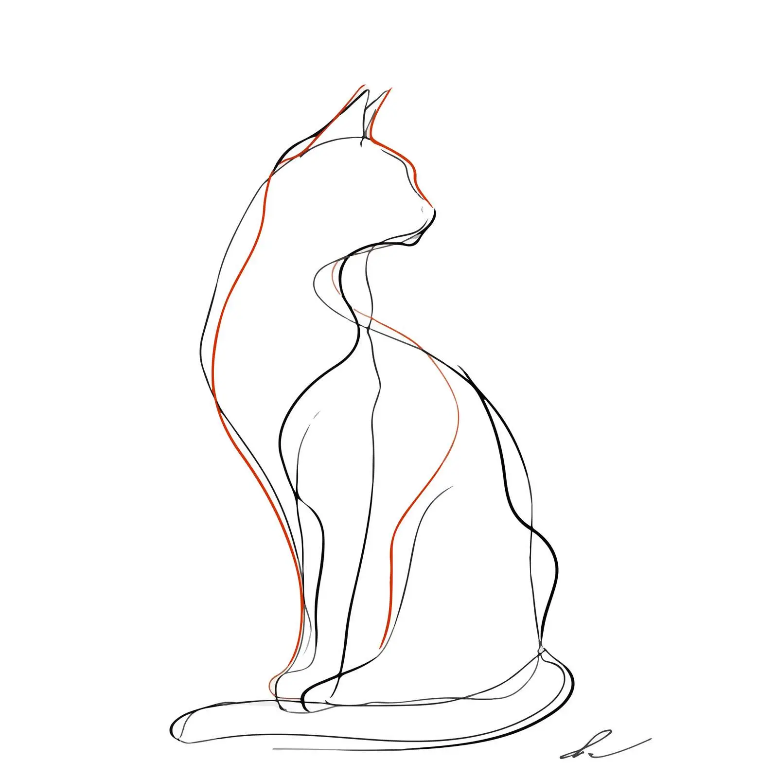 Line Art Cat Illustration — free download from Dotvec