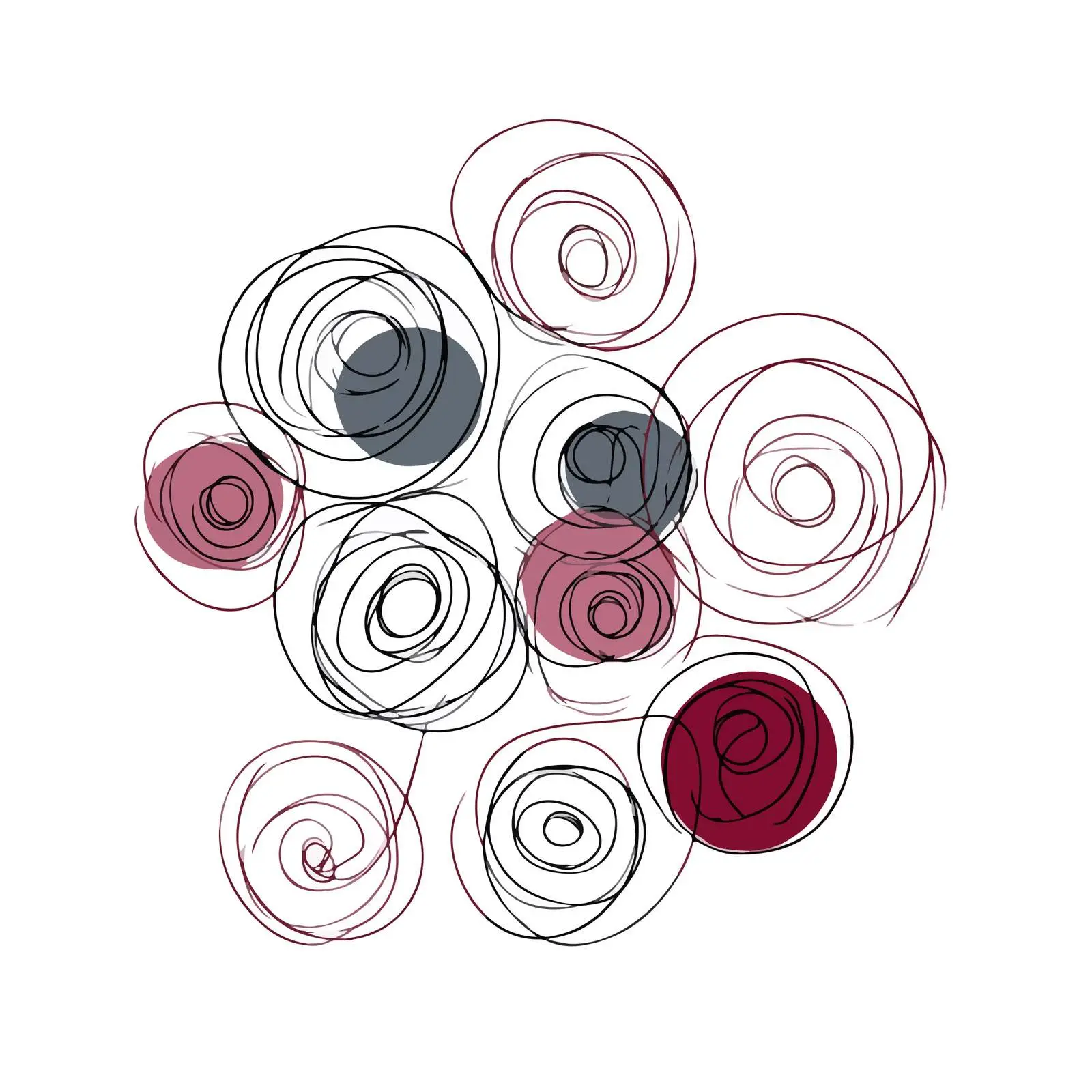 Abstract Circular Swirls Line Art — free download from Dotvec