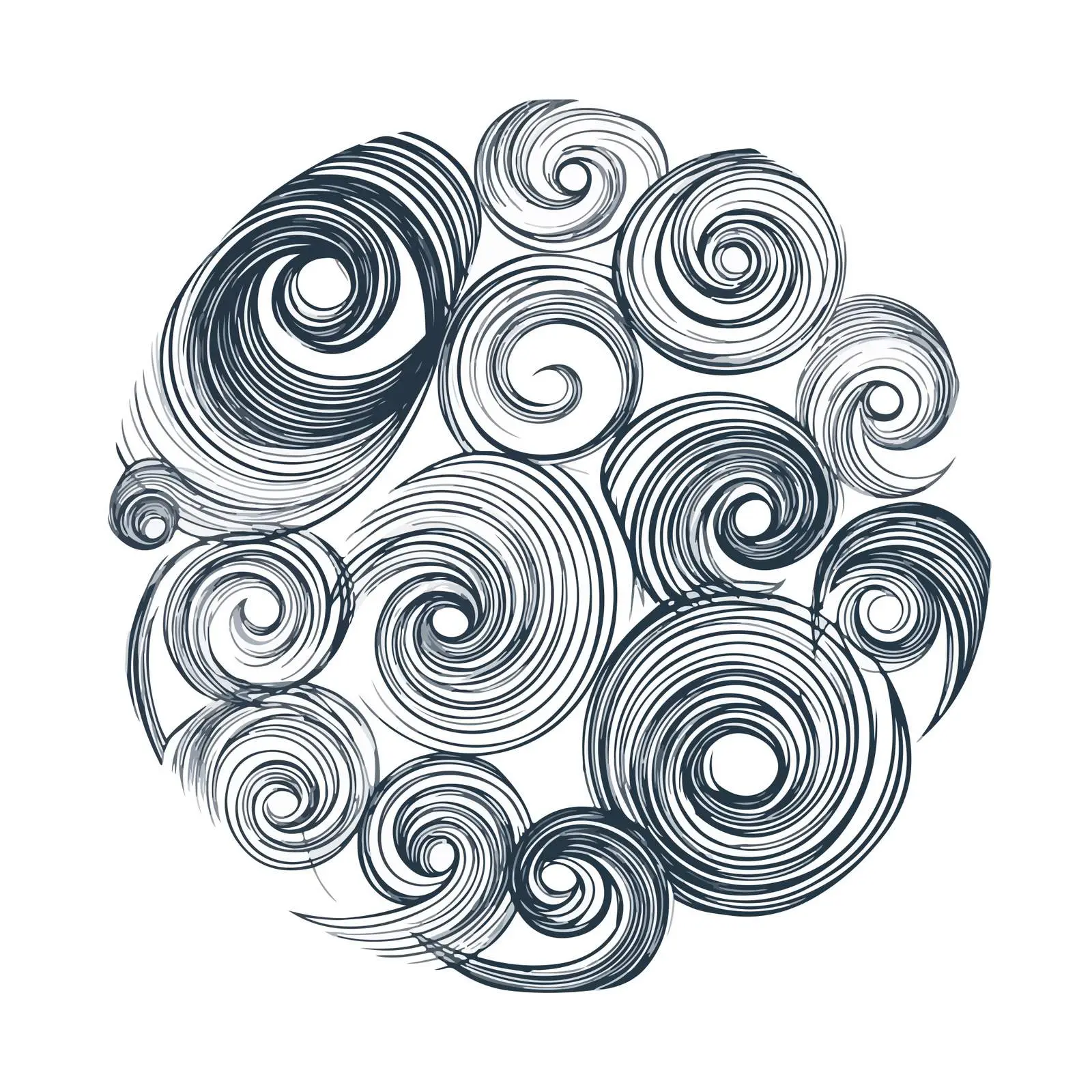 Circular Swirls Line Art Design — free download from Dotvec