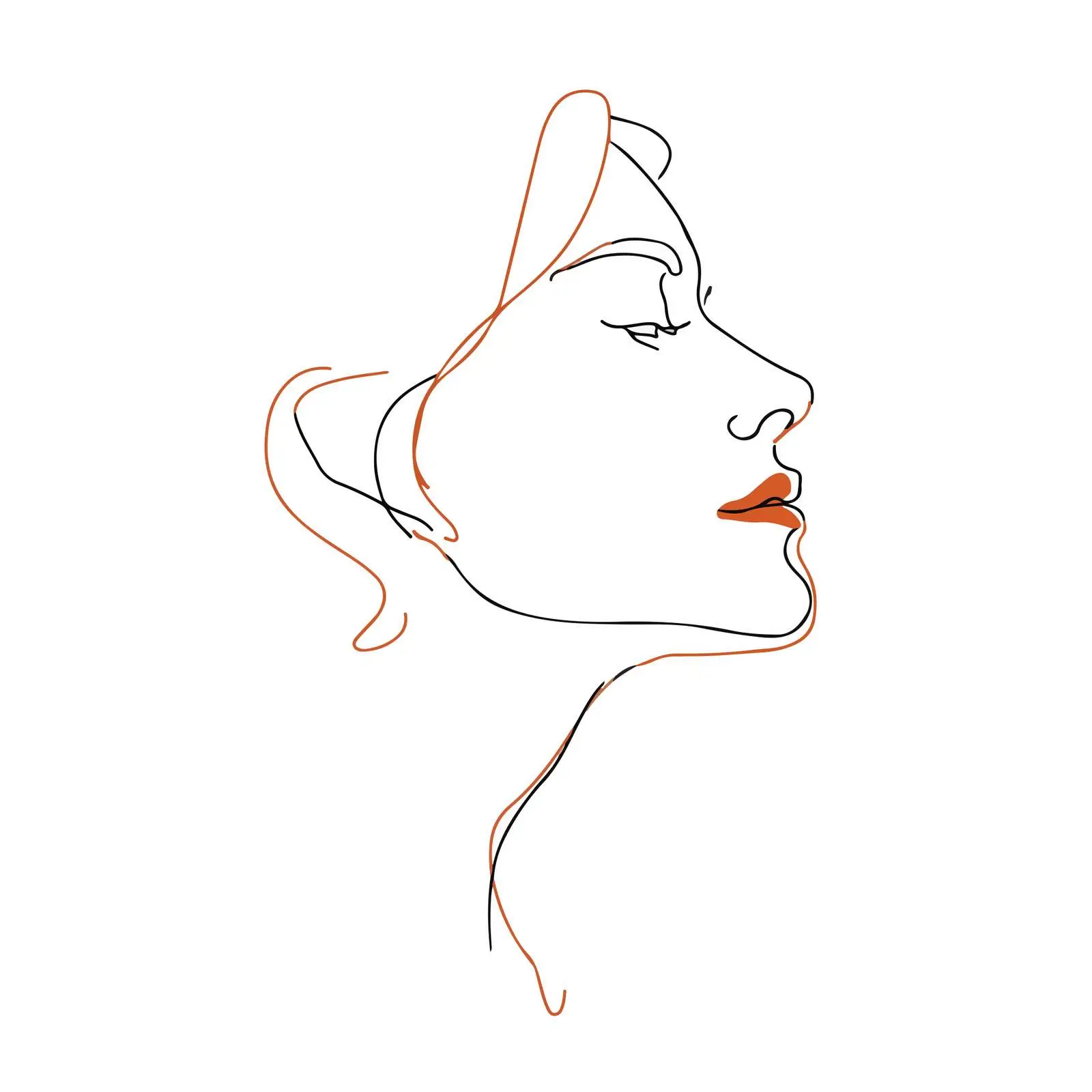 Minimal Side Profile Line Art — free download from Dotvec