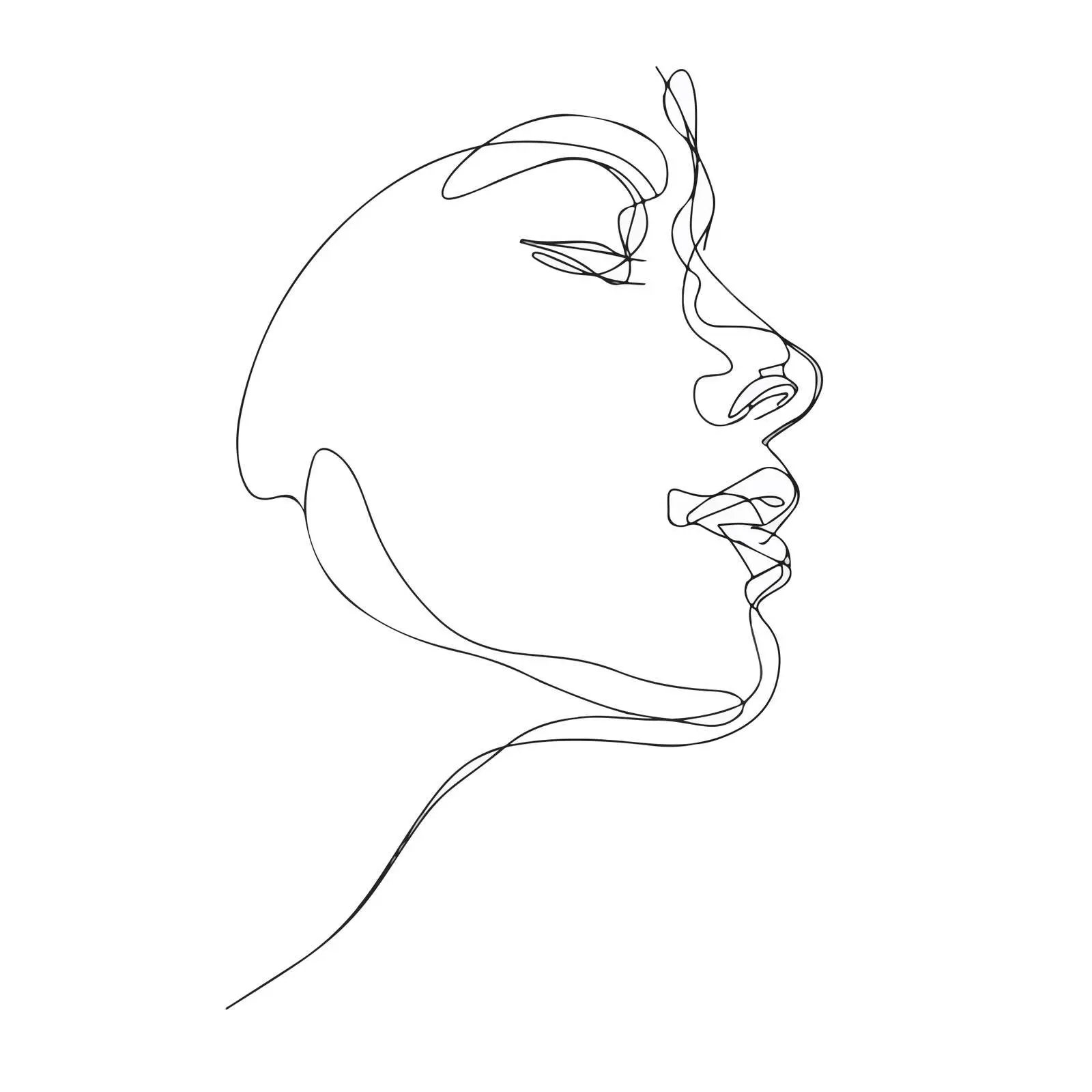 Minimal Line Art Side Profile Portrait — free download from Dotvec