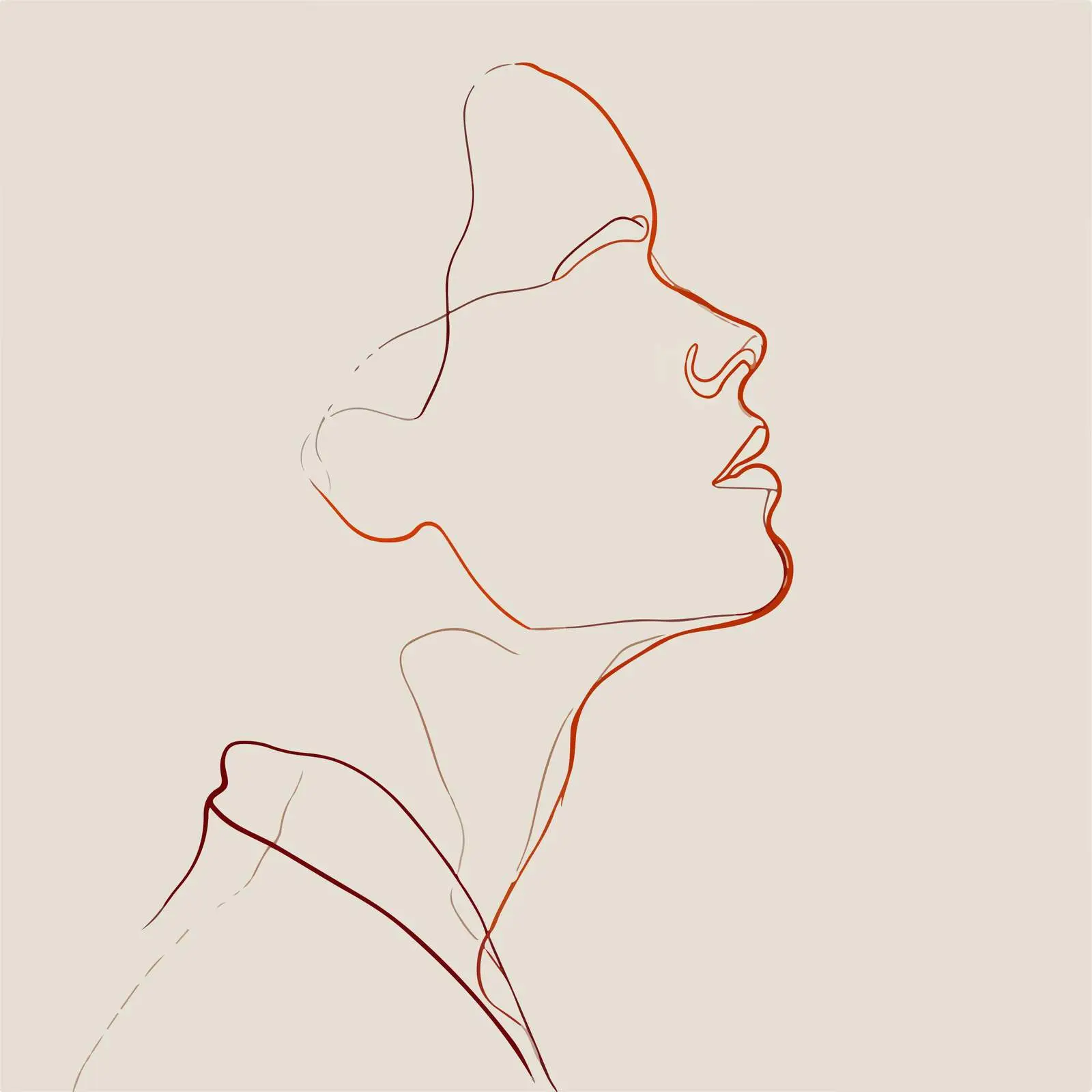 Minimal Side Profile Line Art — free download from Dotvec