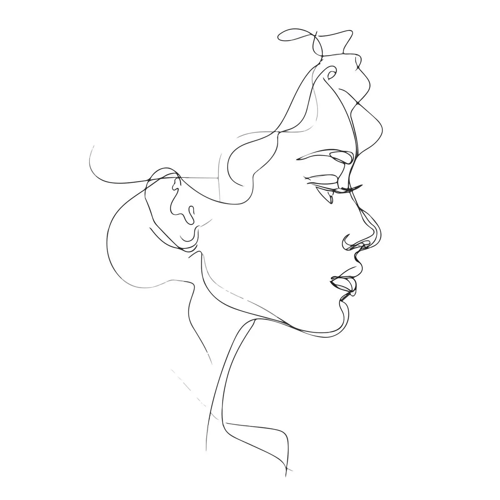 Minimal Side Profile Line Art — free download from Dotvec