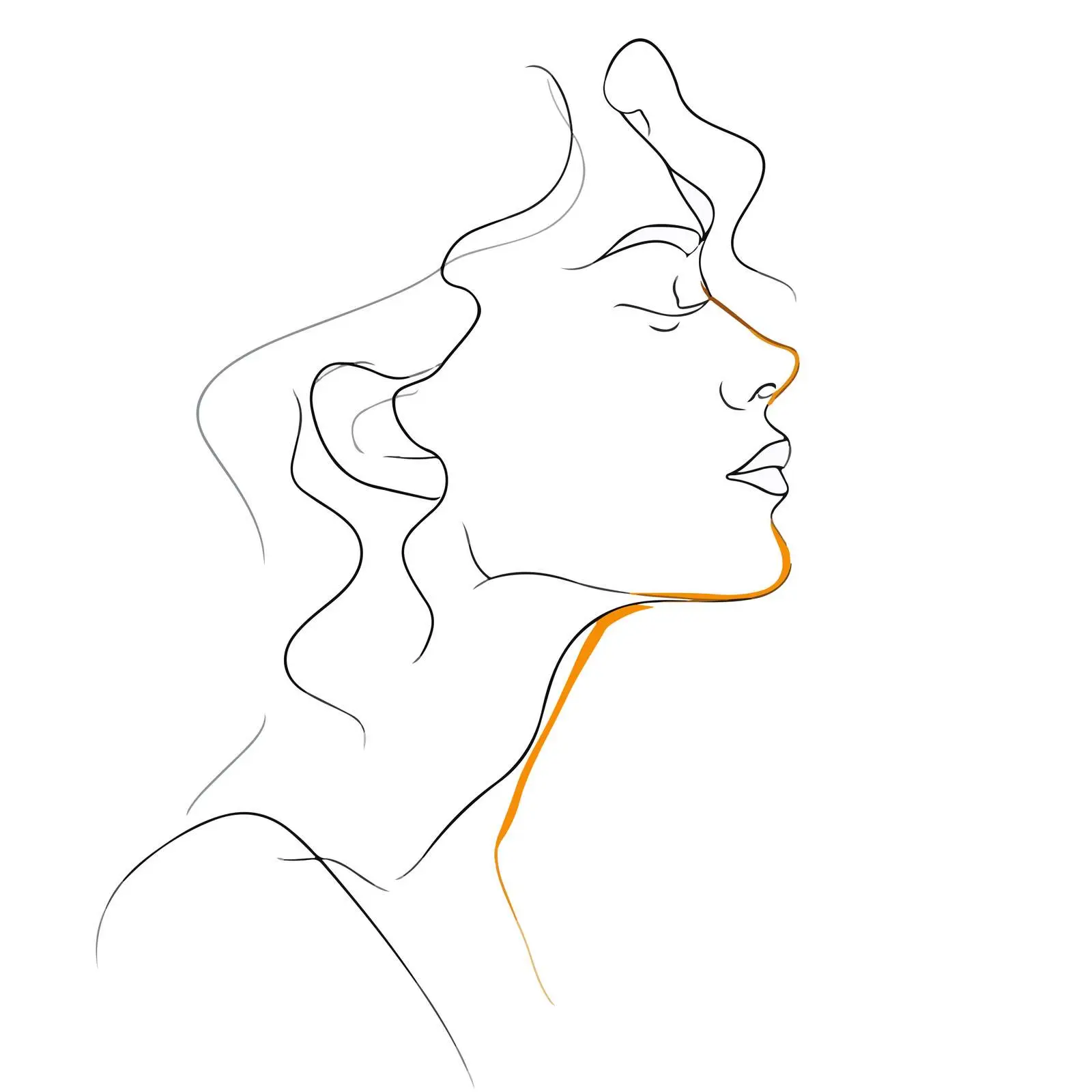 Elegant Side Profile Line Art — free download from Dotvec