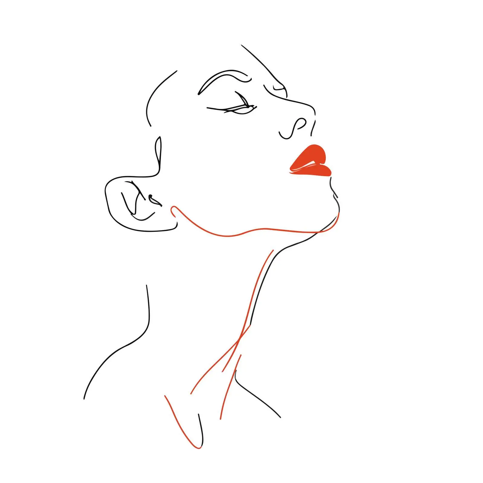 Minimal Side Profile Continuous Line Art — free download from Dotvec
