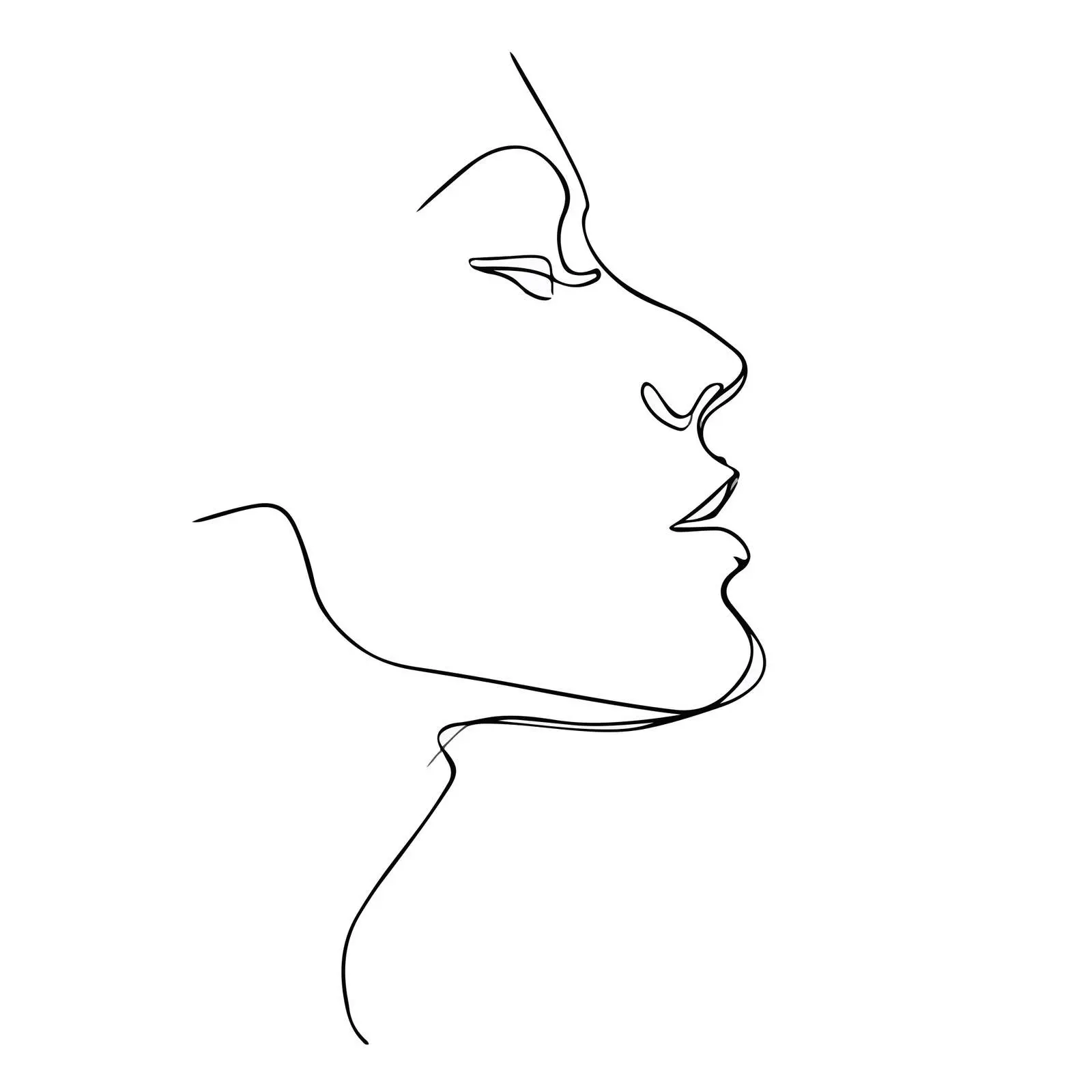 Continuous Line Side Profile Artwork — free download from Dotvec