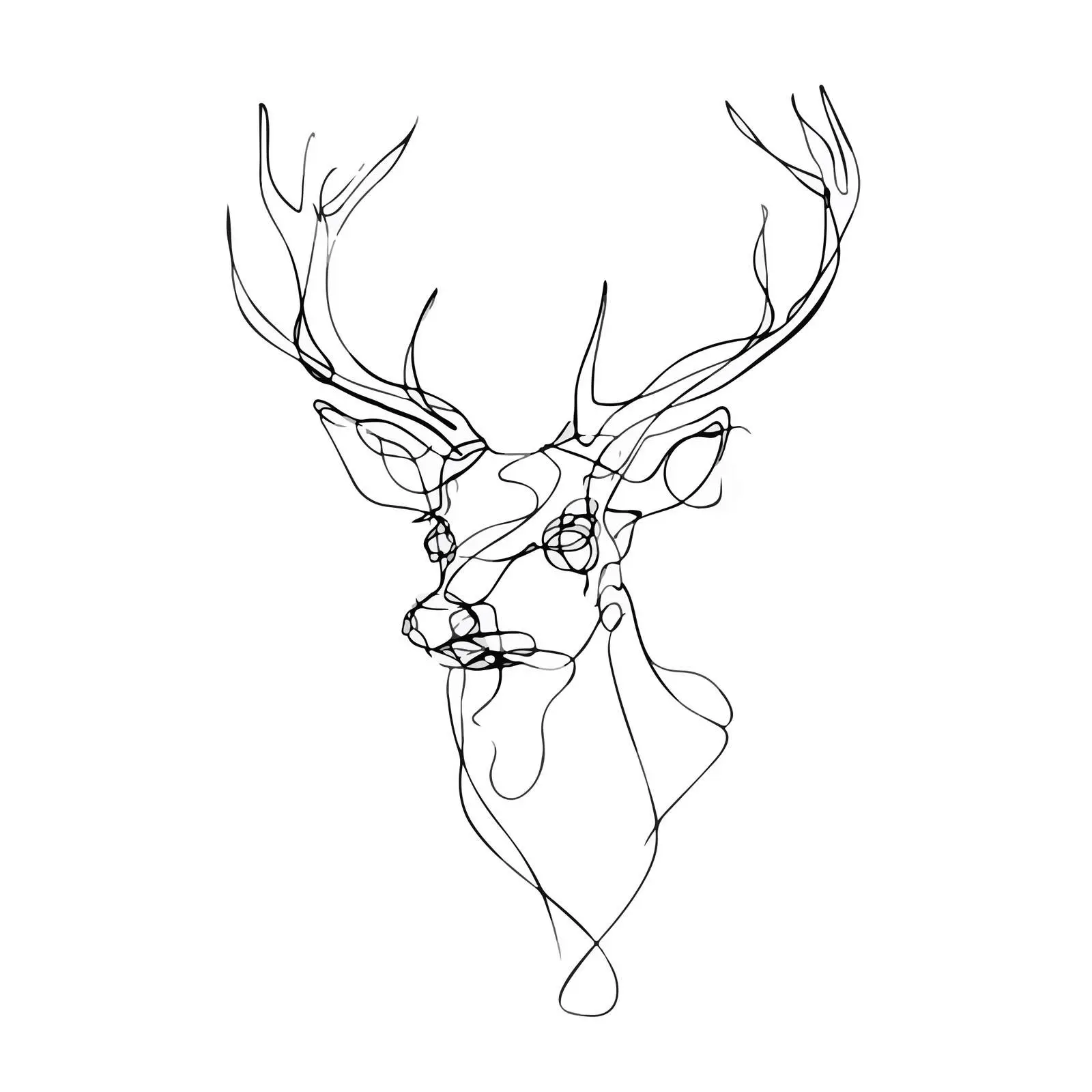 Minimal Deer Head Line Art — free download from Dotvec