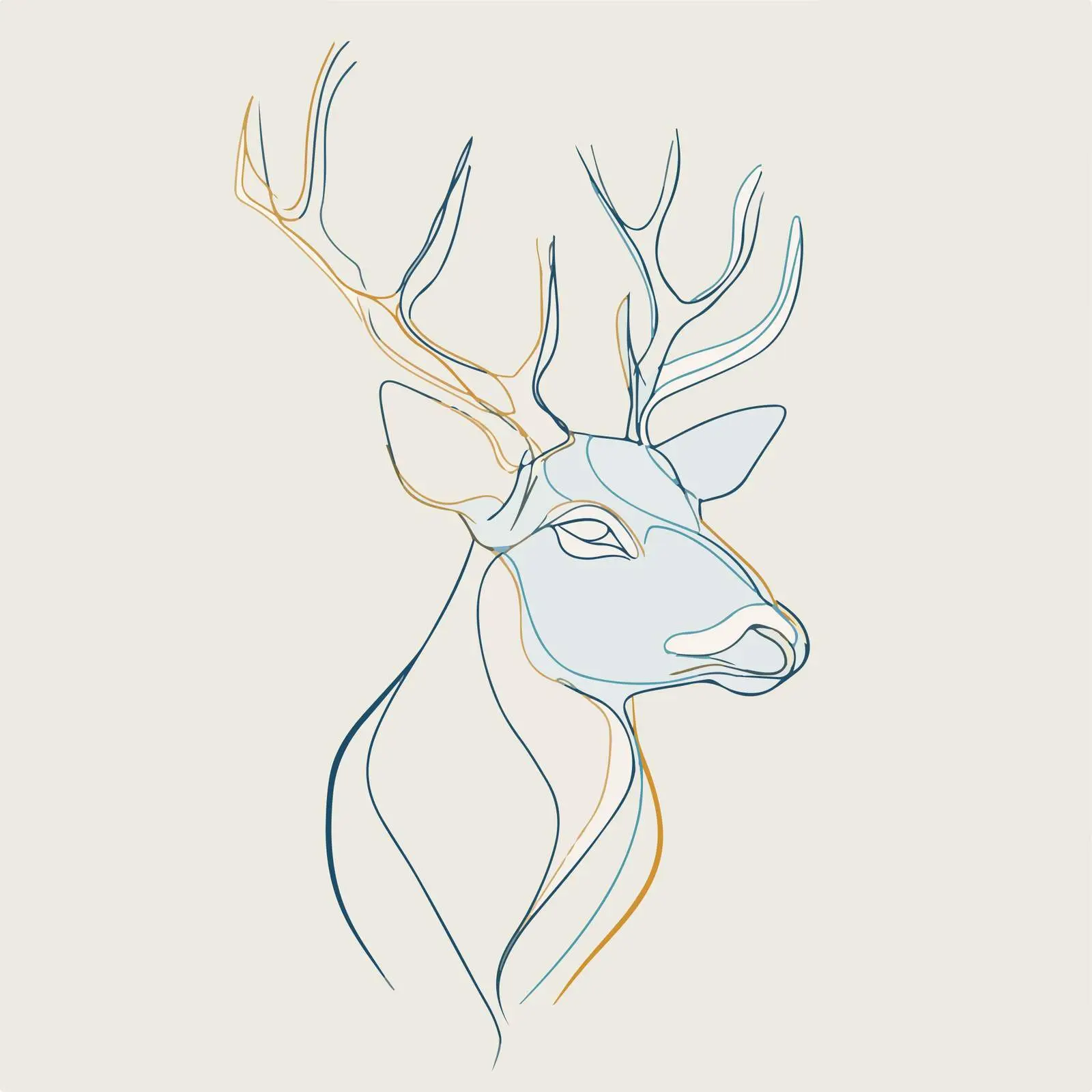 Elegant Deer Head Line Art — free download from Dotvec