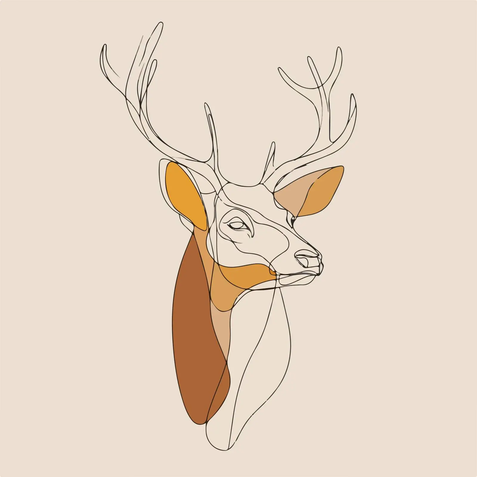 Deer Head Outline Artistic Continuous Line — free download from Dotvec