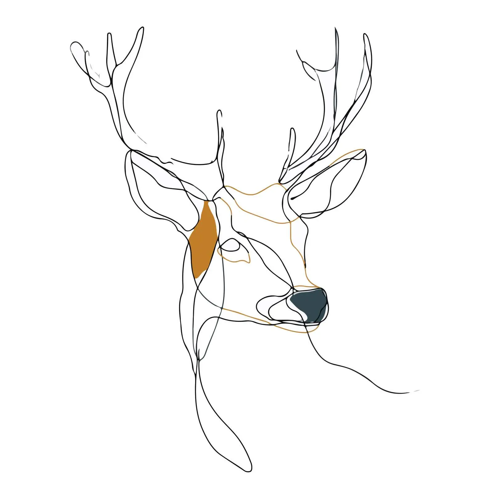 Elegant Deer Head Line Art — free download from Dotvec